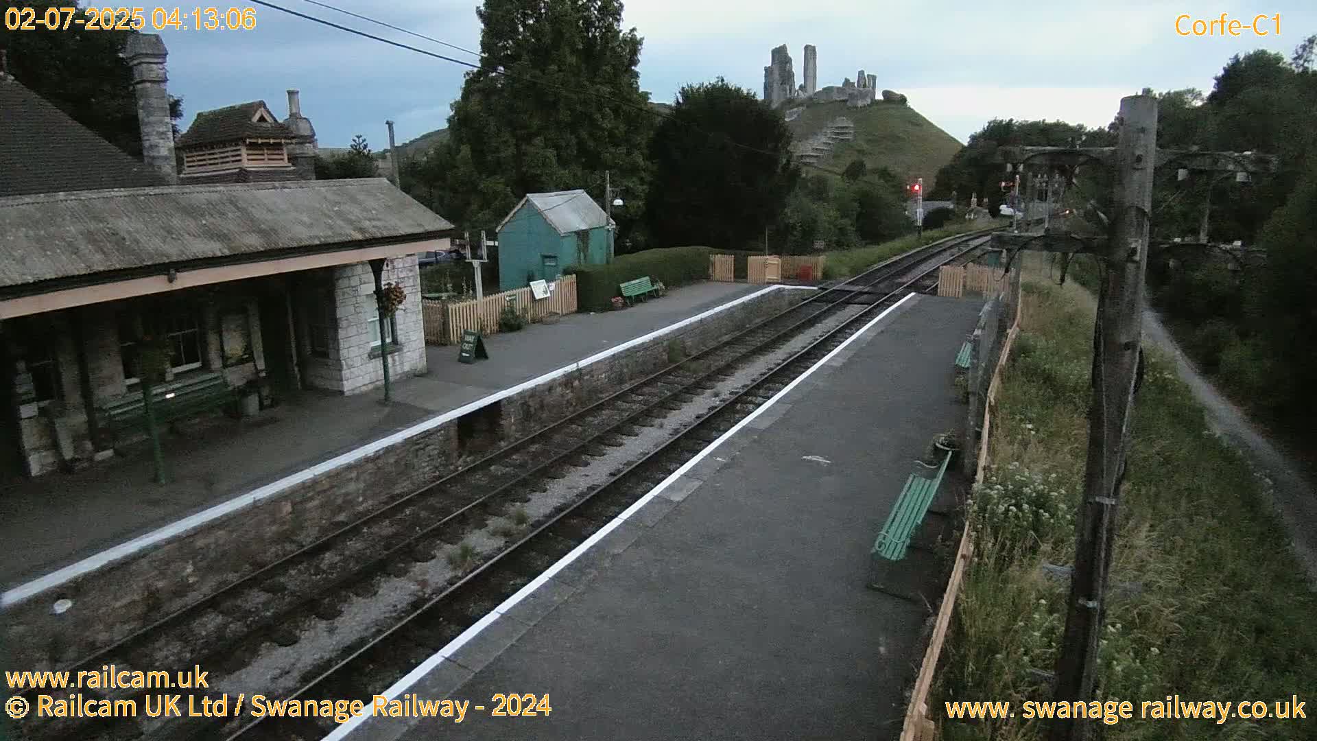 Corfe Castle View & Corfe Railway Station Live Cam - Purbeck, Dorset, South West, England, United Kingdom