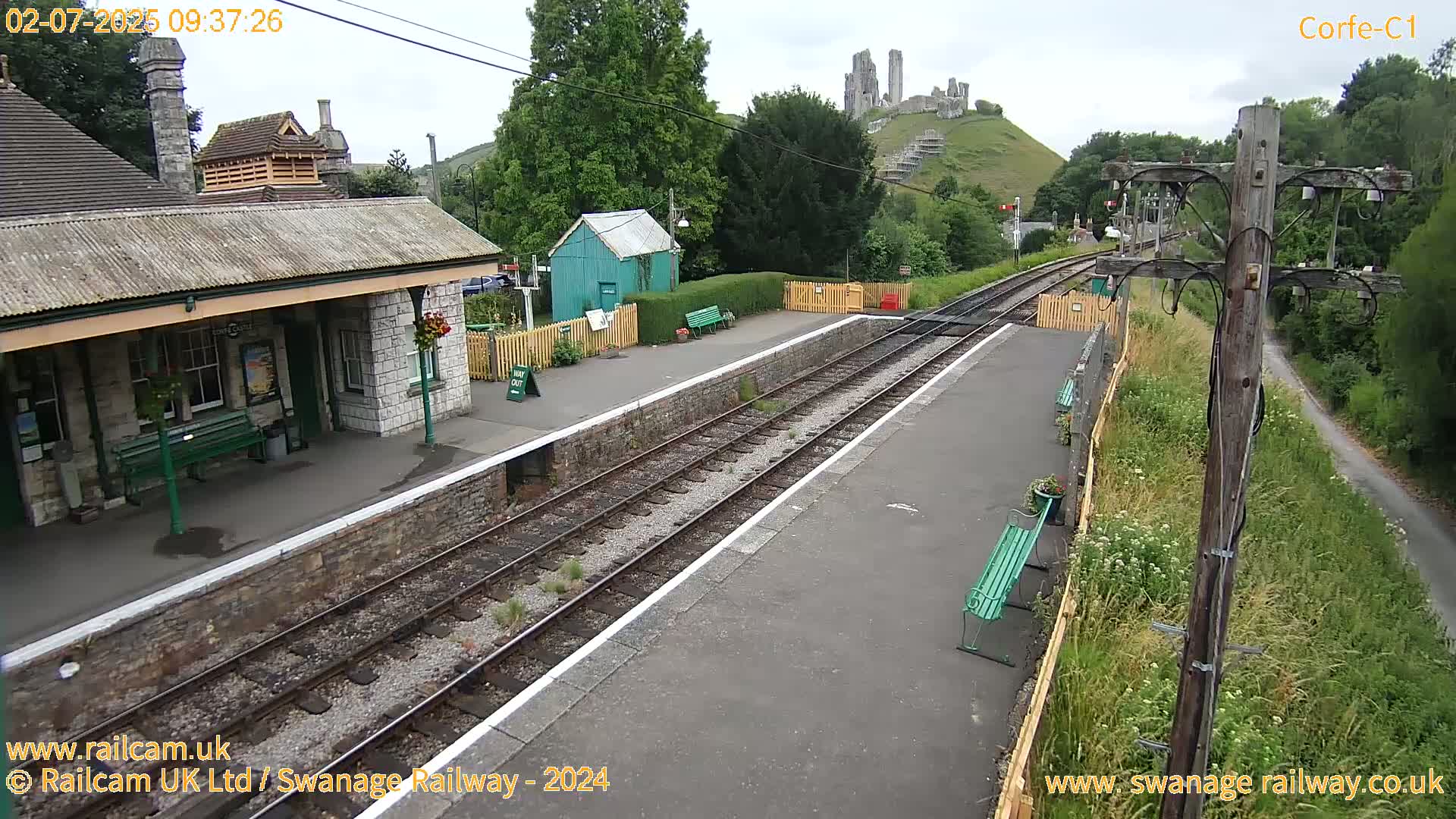Corfe Castle View & Corfe Railway Station Live Cam - Purbeck, Dorset, South West, England, United Kingdom
