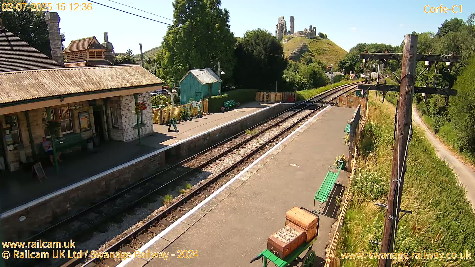 Corfe Castle View & Corfe Railway Station Live Cam - Purbeck, Dorset, South West, England, United Kingdom