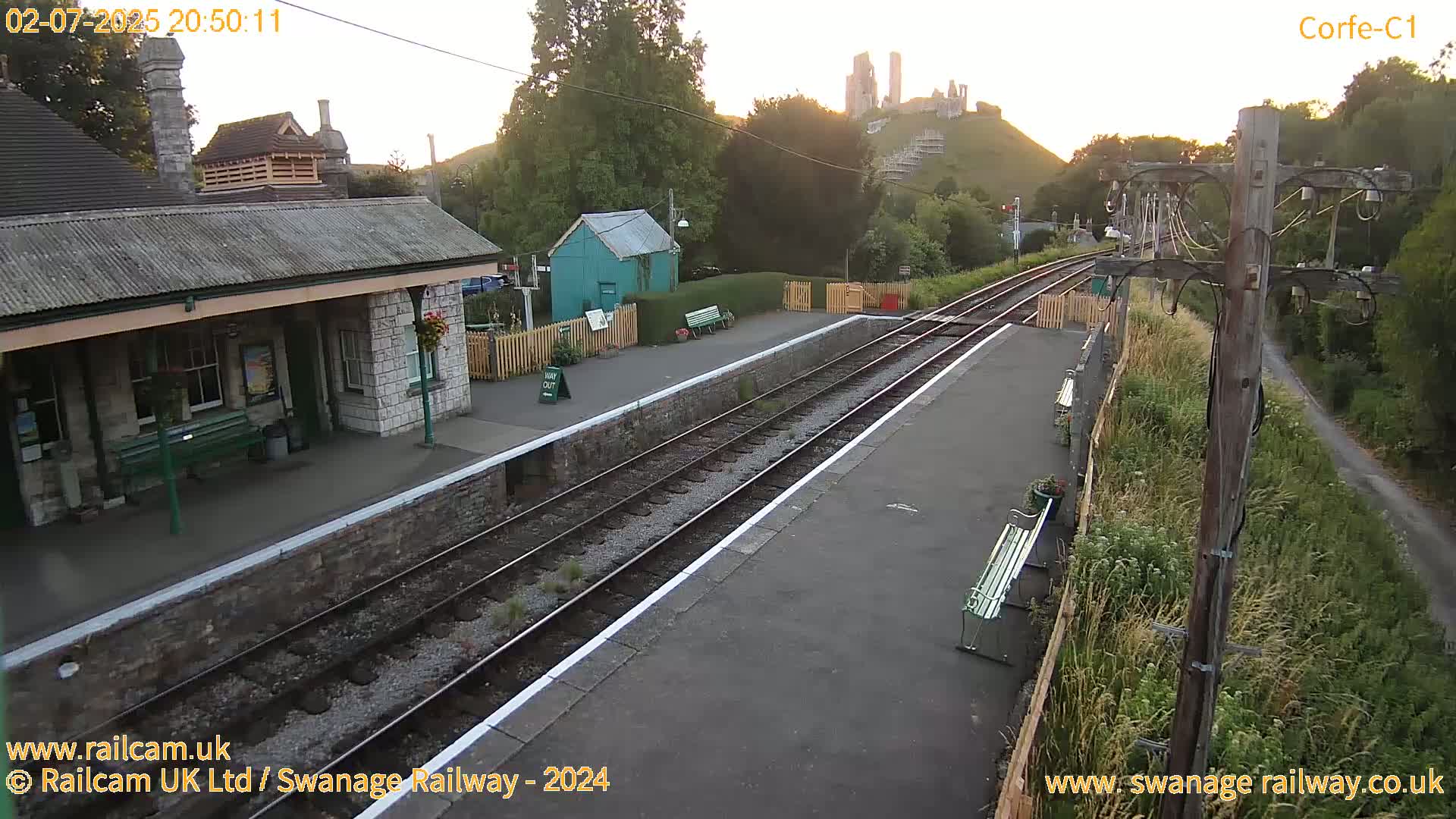 Corfe Castle View & Corfe Railway Station Live Cam - Purbeck, Dorset, South West, England, United Kingdom