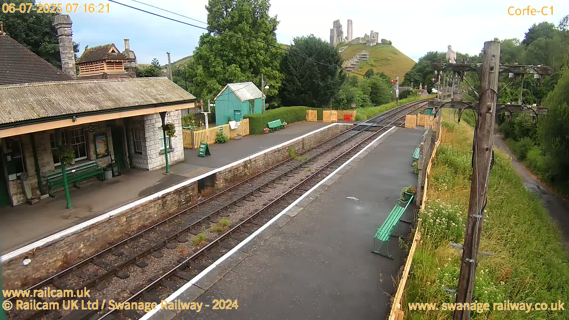 Corfe Castle View & Corfe Railway Station Live Cam - Purbeck, Dorset, South West, England, United Kingdom