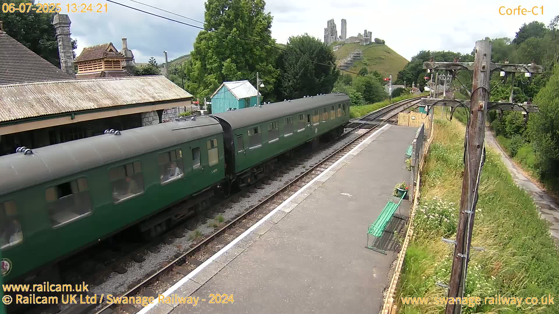 Corfe Castle View & Corfe Railway Station Live Cam - Purbeck, Dorset, South West, England, United Kingdom