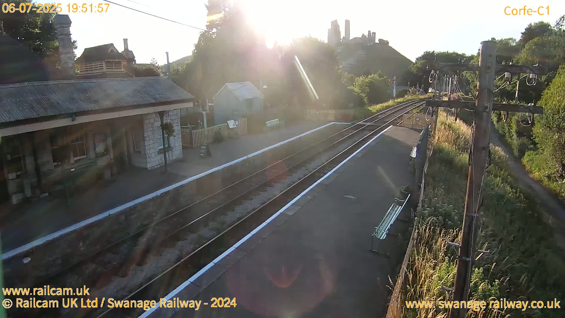 Corfe Castle View & Corfe Railway Station Live Cam - Purbeck, Dorset, South West, England, United Kingdom