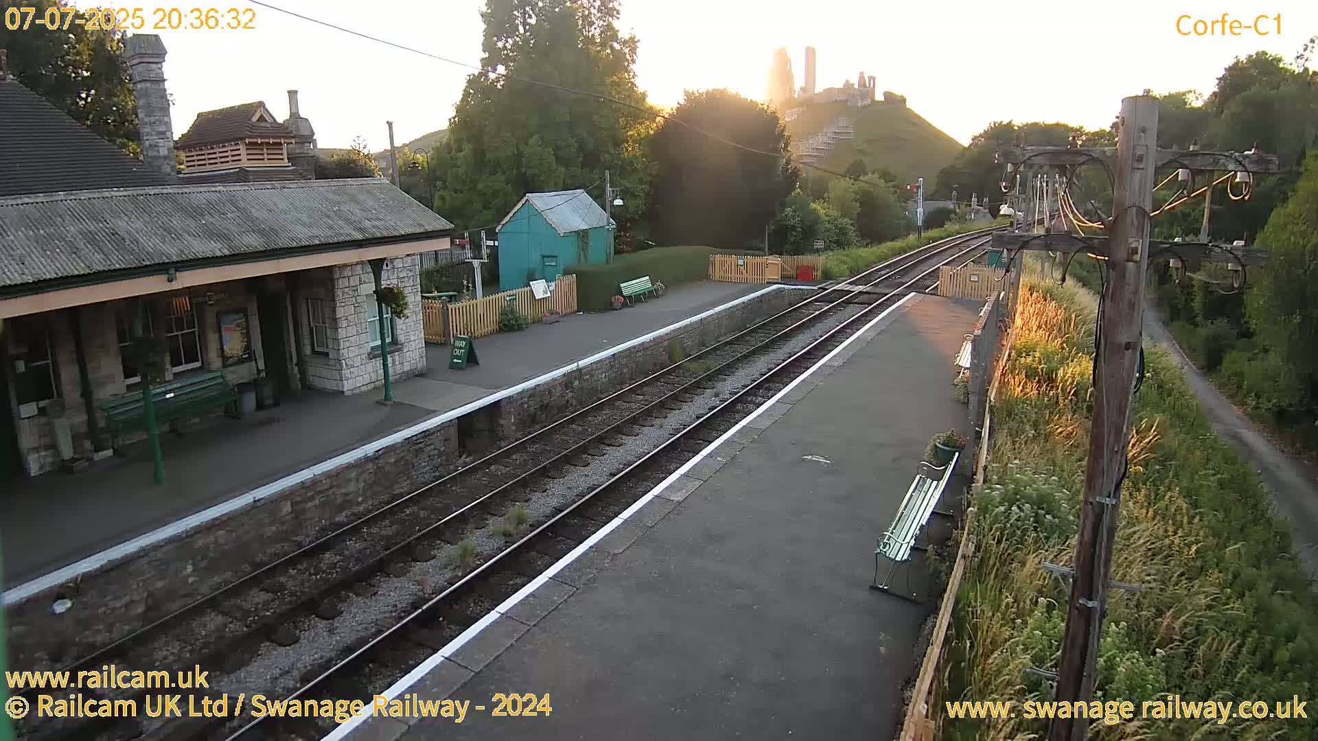 Corfe Castle View & Corfe Railway Station Live Cam - Purbeck, Dorset, South West, England, United Kingdom