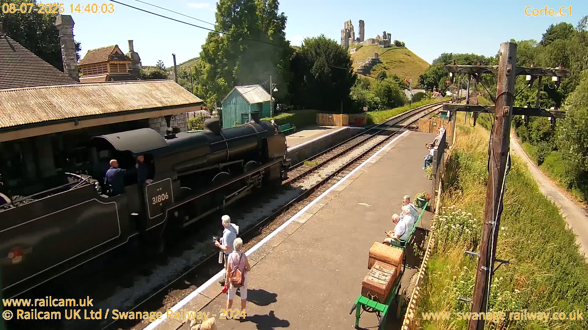 Corfe Castle View & Corfe Railway Station Live Cam - Purbeck, Dorset, South West, England, United Kingdom