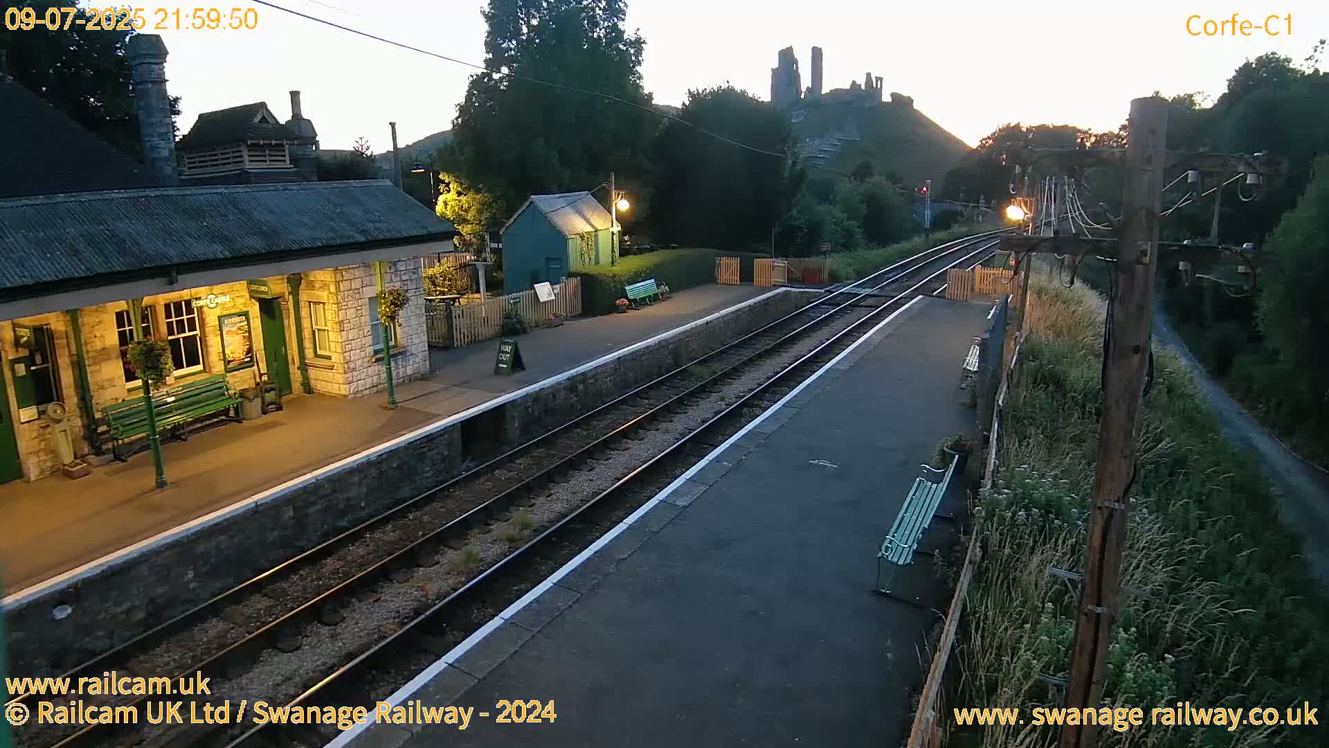 Corfe Castle View & Corfe Railway Station Live Cam - Purbeck, Dorset, South West, England, United Kingdom