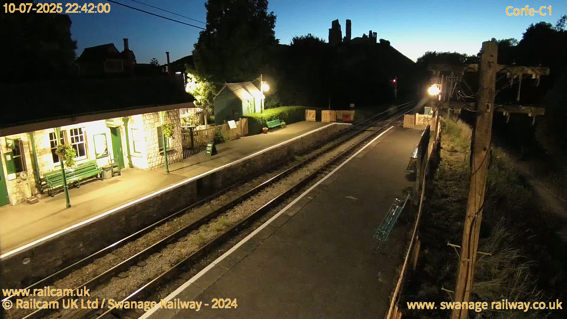 Corfe Castle View & Corfe Railway Station Live Cam - Purbeck, Dorset, South West, England, United Kingdom