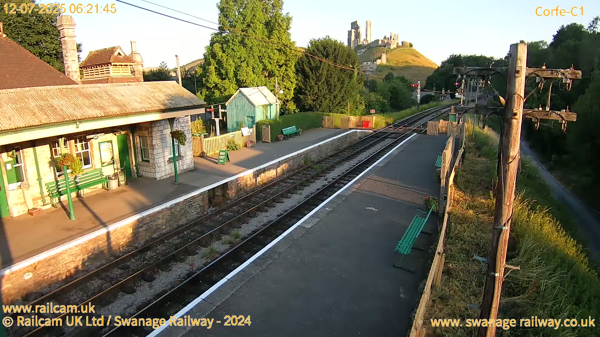 Corfe Castle View & Corfe Railway Station Live Cam - Purbeck, Dorset, South West, England, United Kingdom