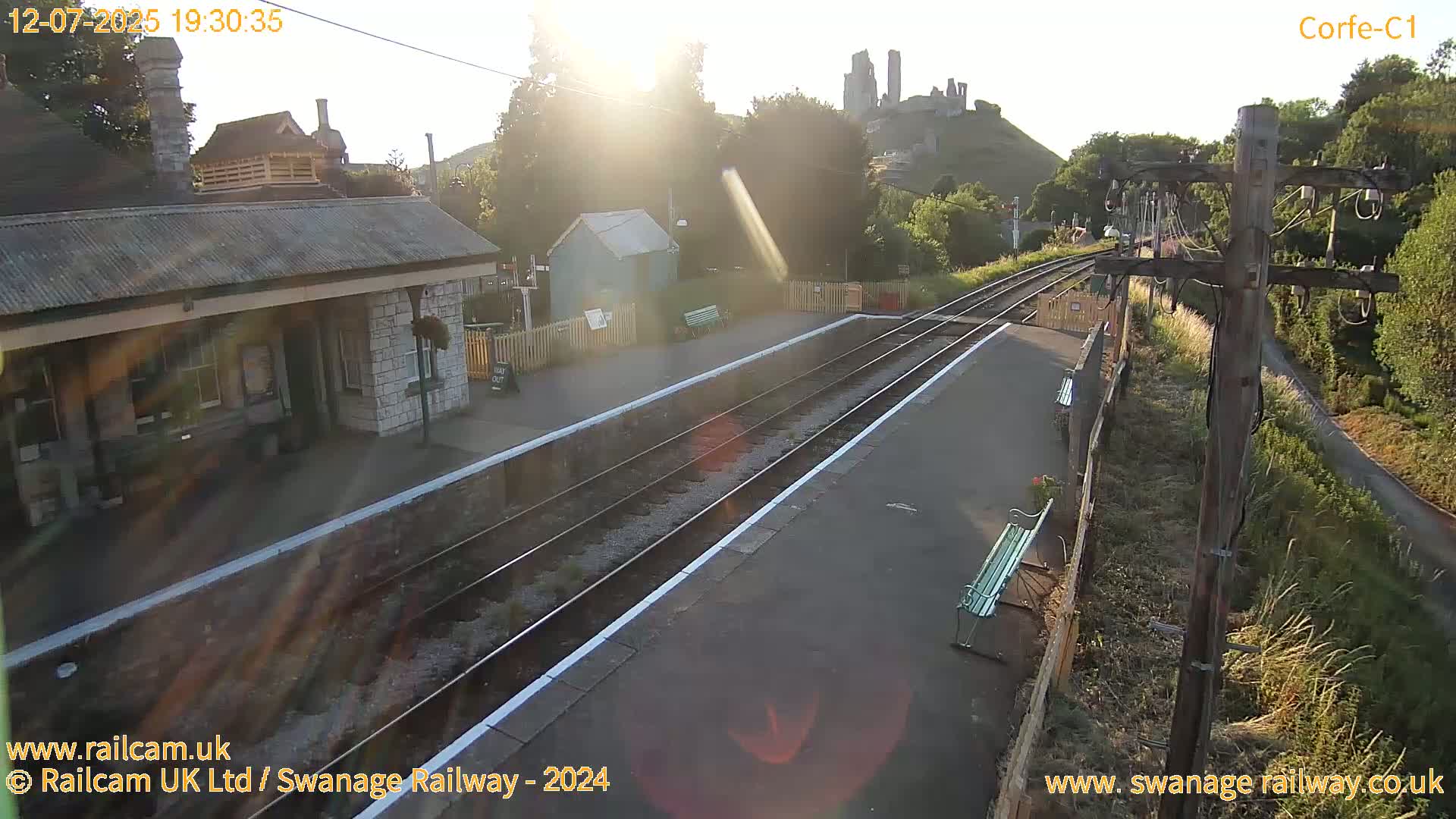 Corfe Castle View & Corfe Railway Station Live Cam - Purbeck, Dorset, South West, England, United Kingdom