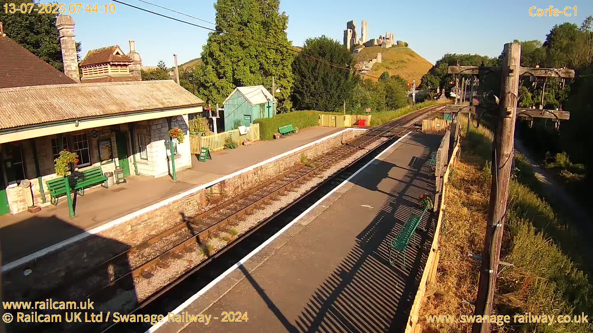 Corfe Castle View & Corfe Railway Station Live Cam - Purbeck, Dorset, South West, England, United Kingdom