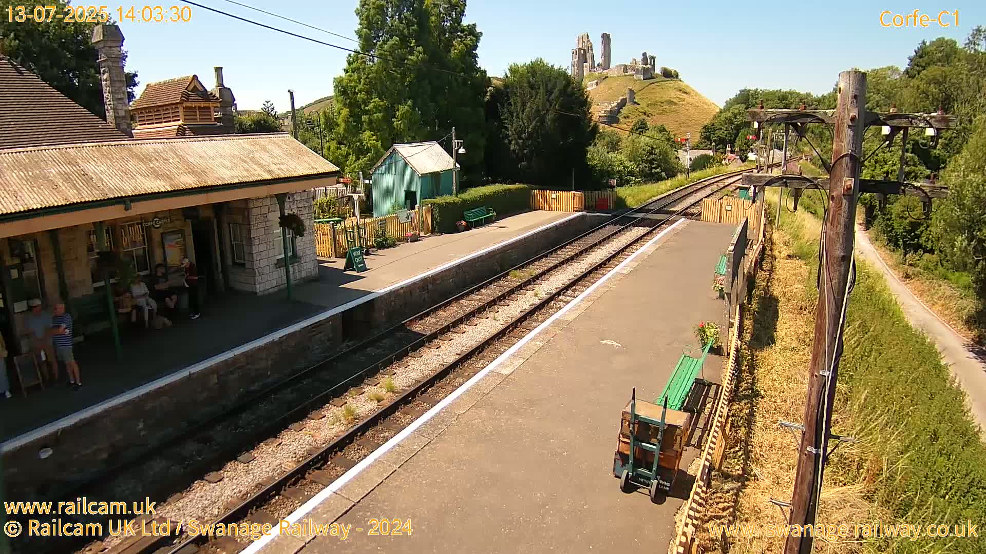 Corfe Castle View & Corfe Railway Station Live Cam - Purbeck, Dorset, South West, England, United Kingdom