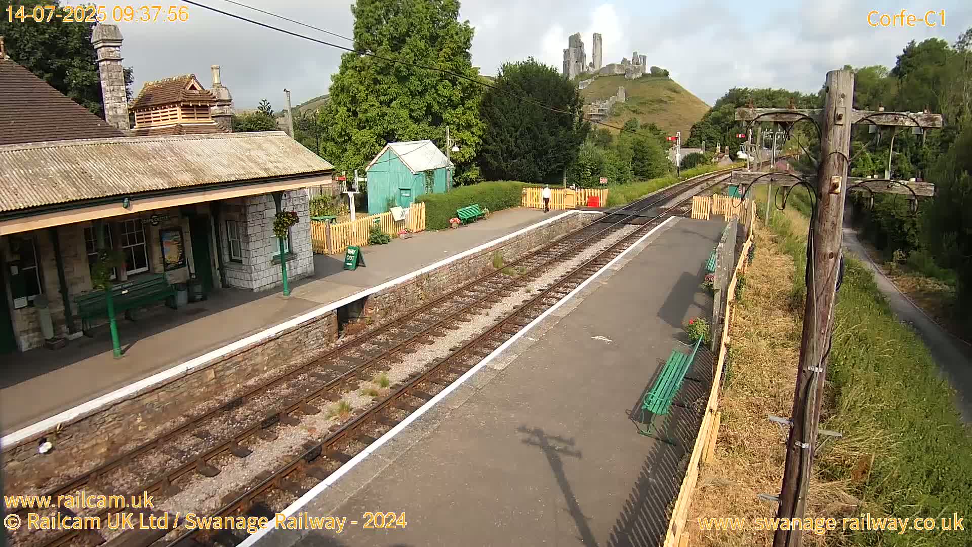 Corfe Castle View & Corfe Railway Station Live Cam - Purbeck, Dorset, South West, England, United Kingdom