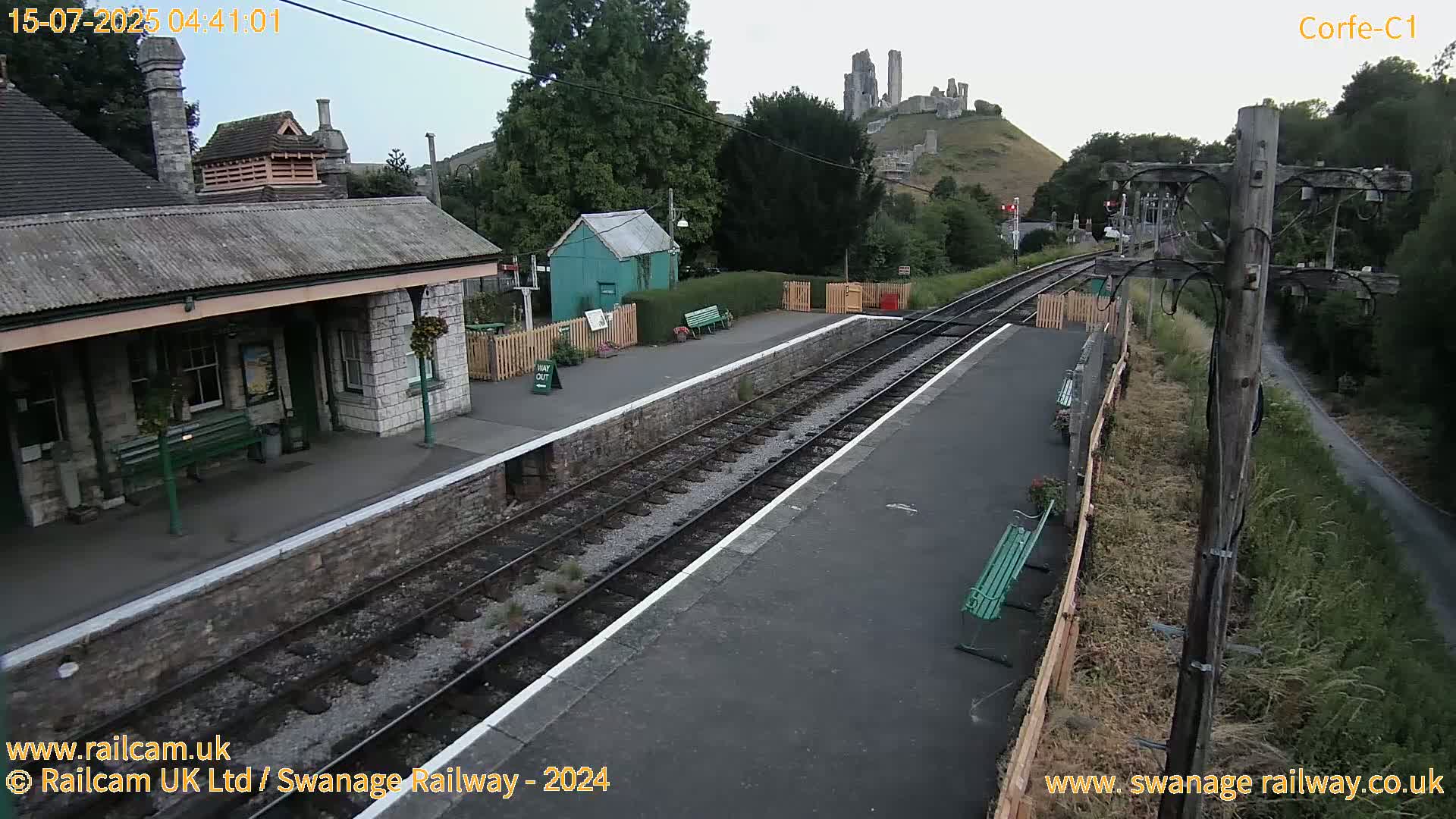 Corfe Castle View & Corfe Railway Station Live Cam - Purbeck, Dorset, South West, England, United Kingdom