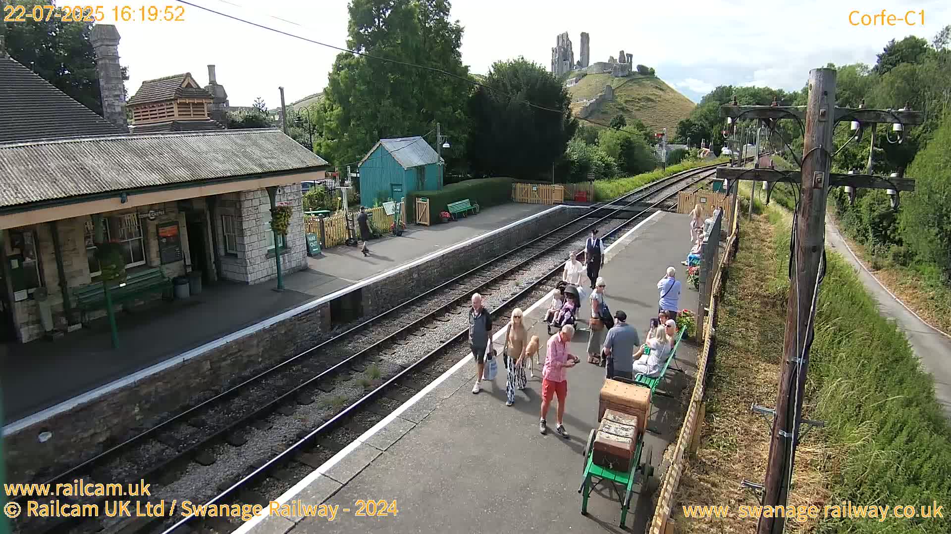 Corfe Castle View & Corfe Railway Station Live Cam - Purbeck, Dorset, South West, England, United Kingdom