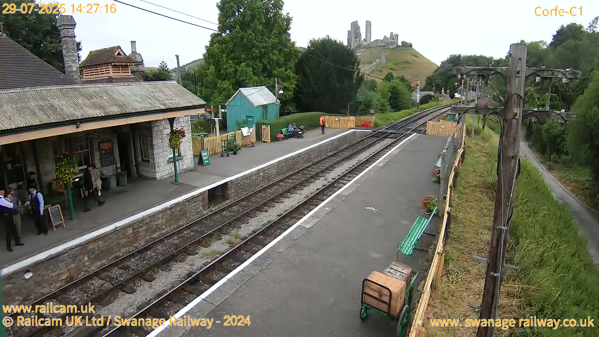 Corfe Castle View & Corfe Railway Station Live Cam - Purbeck, Dorset, South West, England, United Kingdom