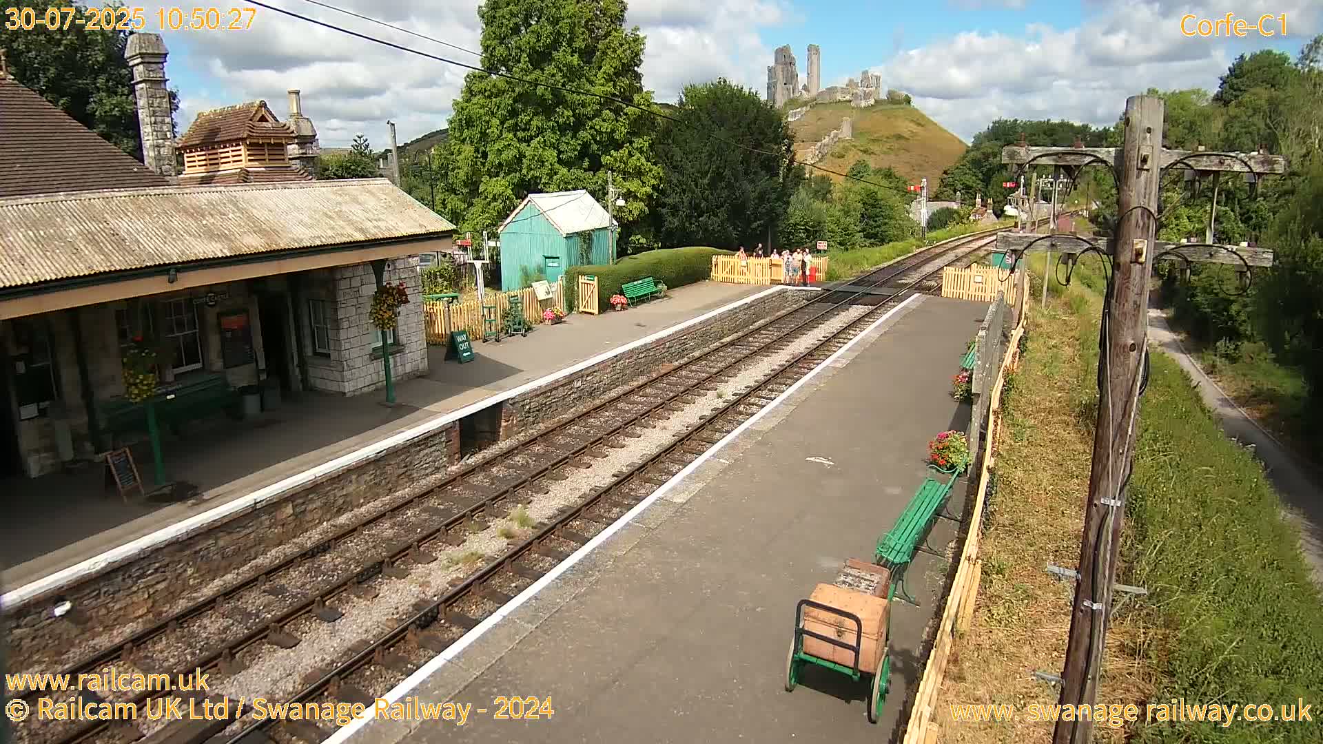 Corfe Castle View & Corfe Railway Station Live Cam - Purbeck, Dorset, South West, England, United Kingdom