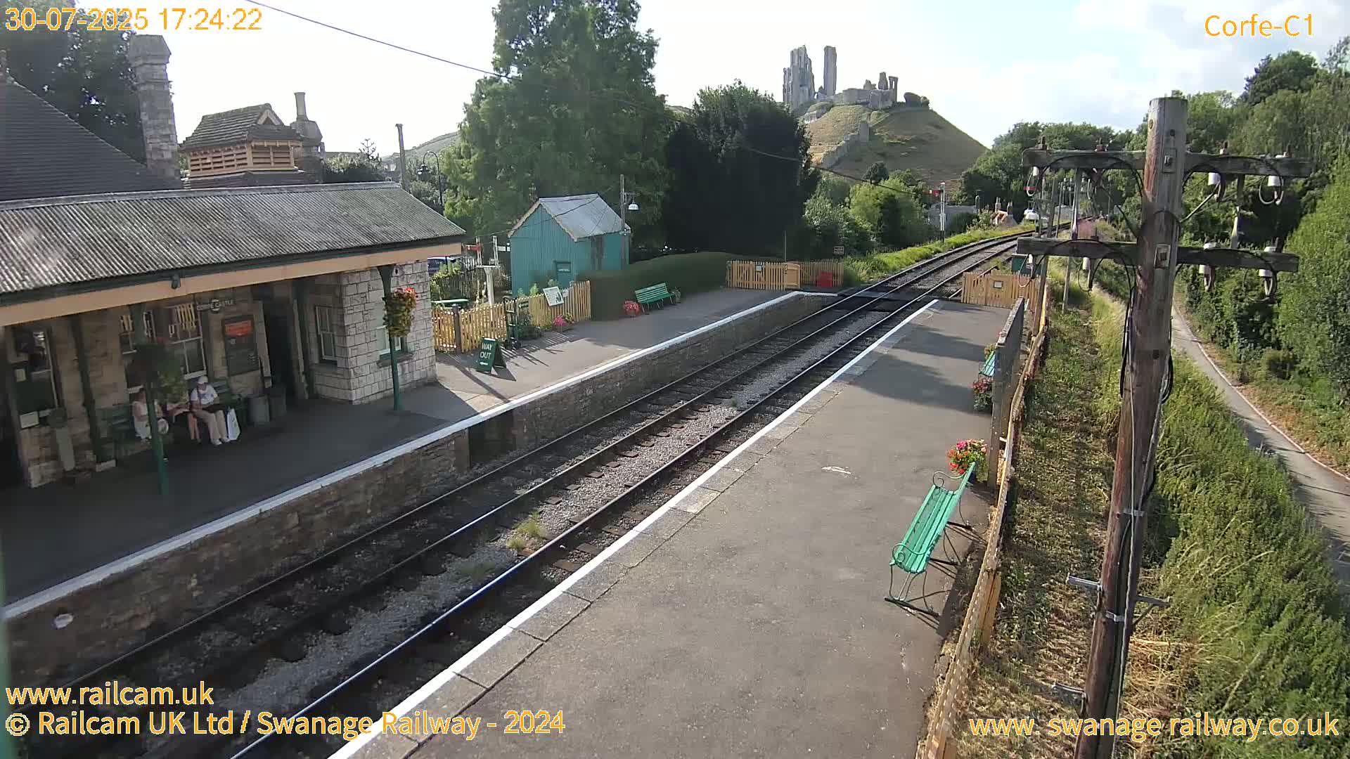 Corfe Castle View & Corfe Railway Station Live Cam - Purbeck, Dorset, South West, England, United Kingdom