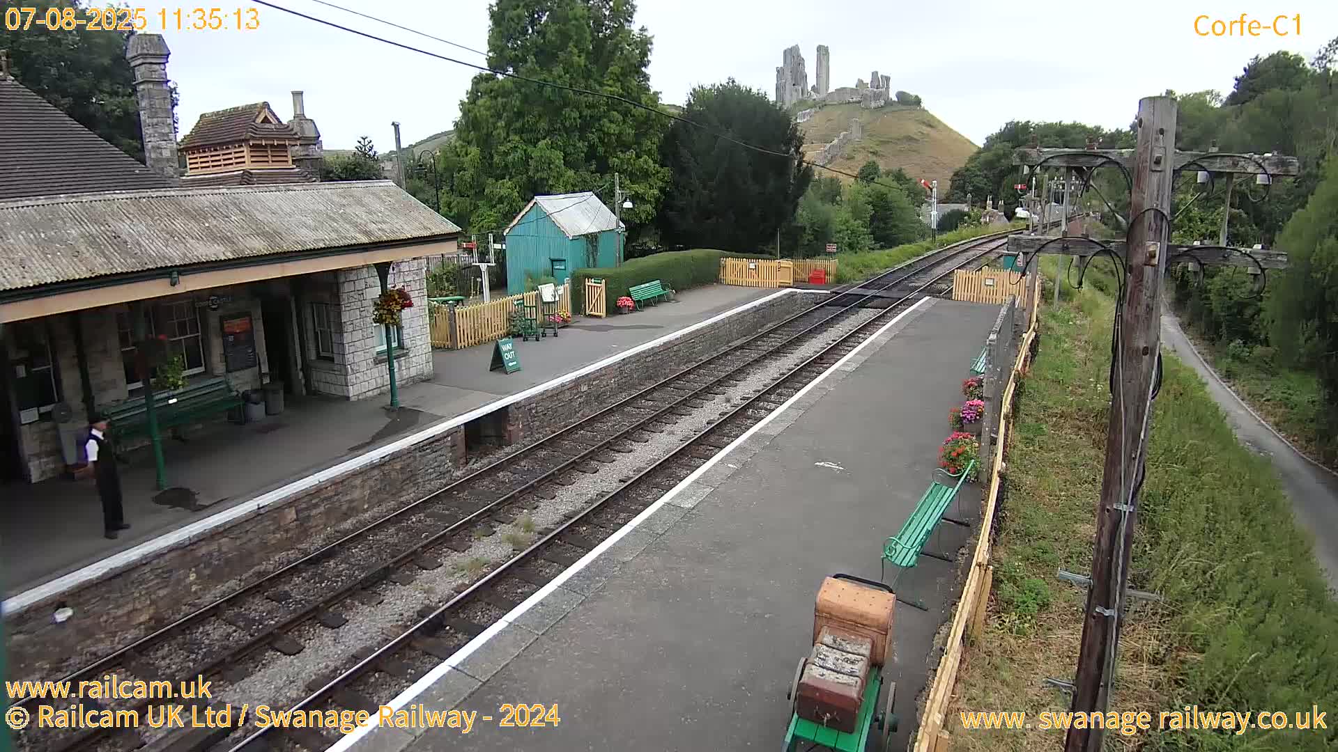 Corfe Castle View & Corfe Railway Station Live Cam - Purbeck, Dorset, South West, England, United Kingdom