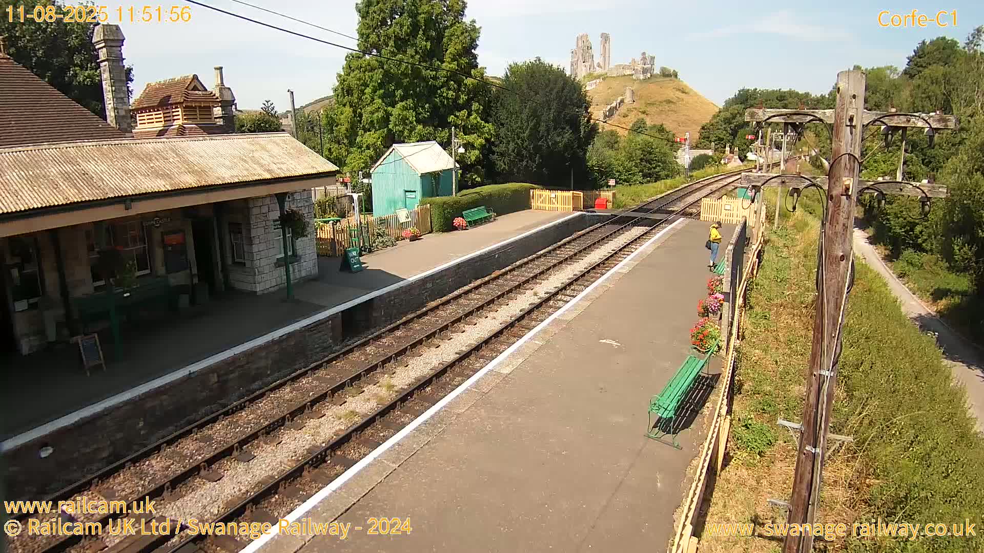 Corfe Castle View & Corfe Railway Station Live Cam - Purbeck, Dorset, South West, England, United Kingdom
