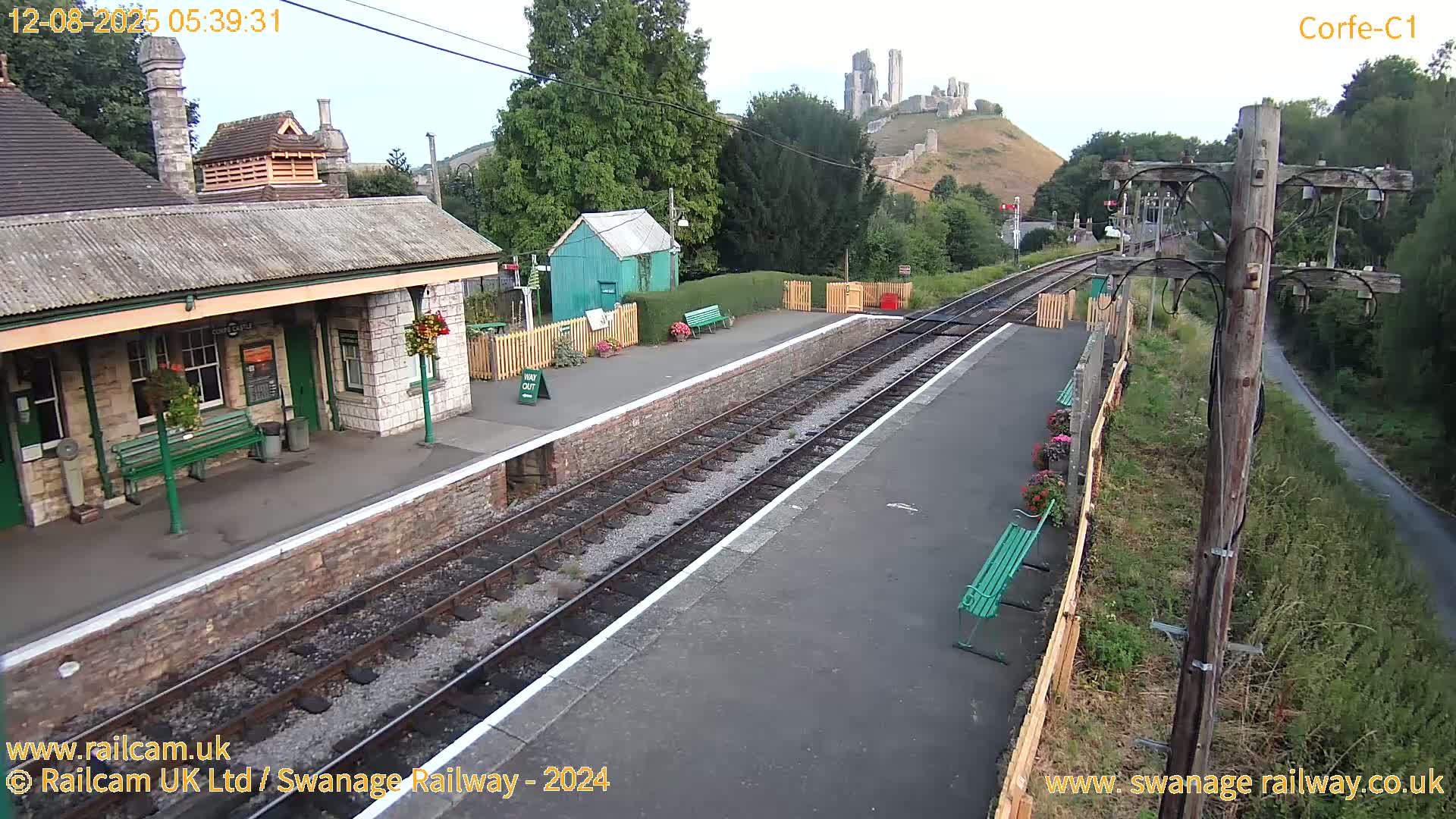 Corfe Castle View & Corfe Railway Station Live Cam - Purbeck, Dorset, South West, England, United Kingdom