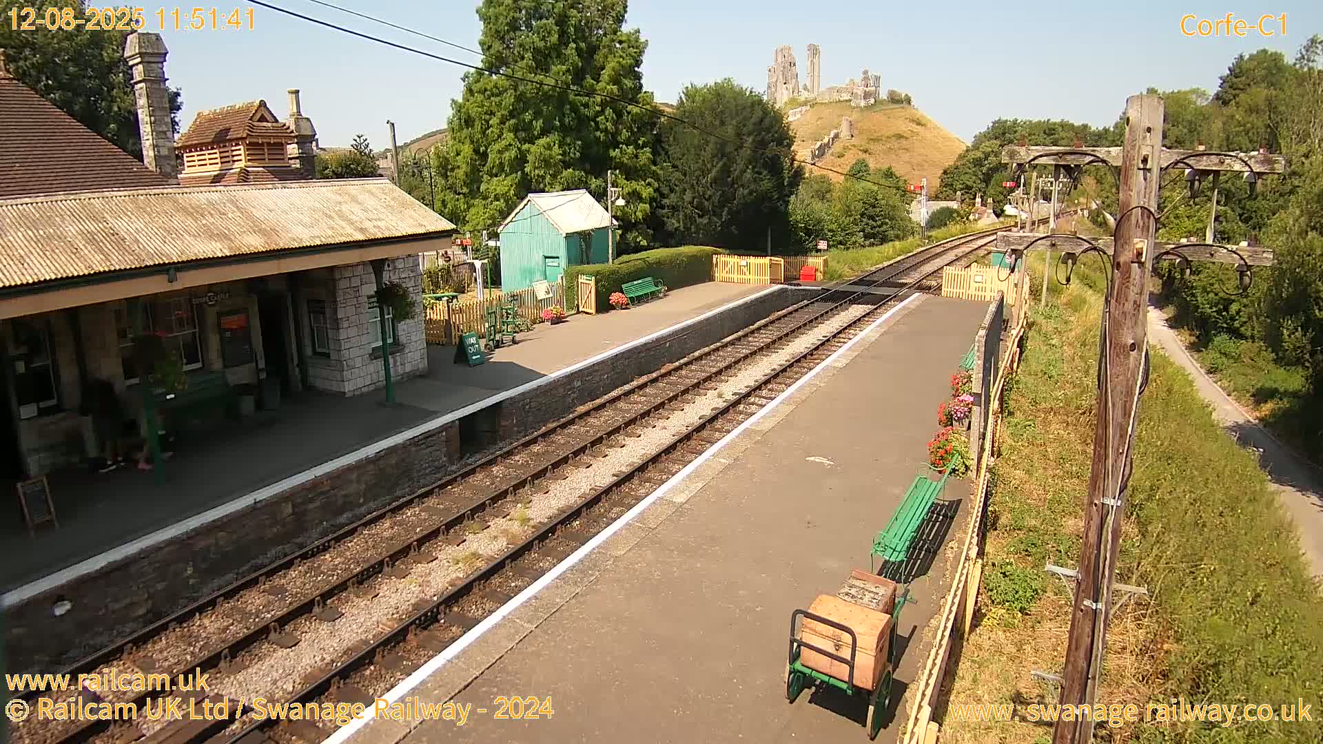 Corfe Castle View & Corfe Railway Station Live Cam - Purbeck, Dorset, South West, England, United Kingdom