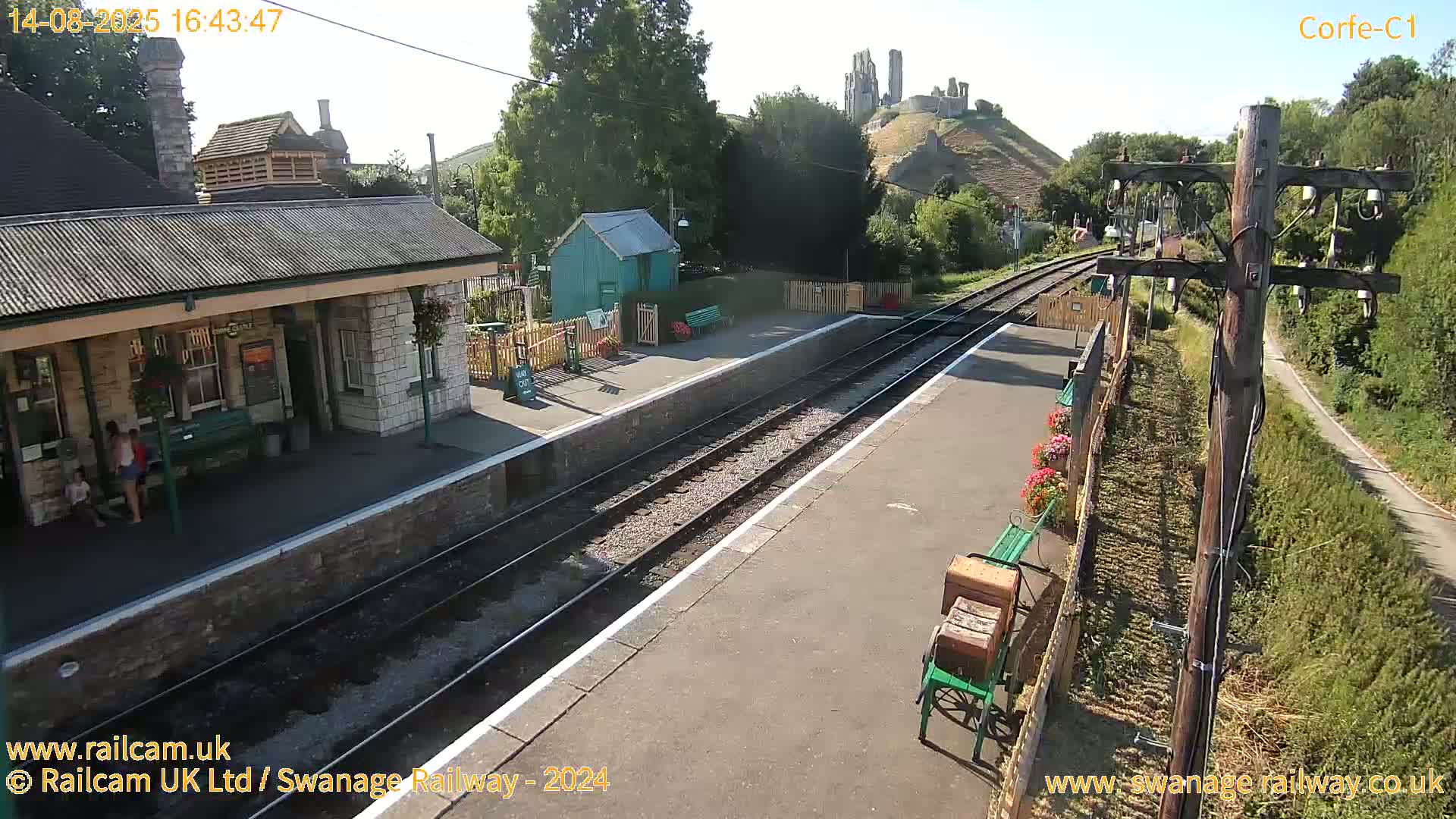 Corfe Castle View & Corfe Railway Station Live Cam - Purbeck, Dorset, South West, England, United Kingdom