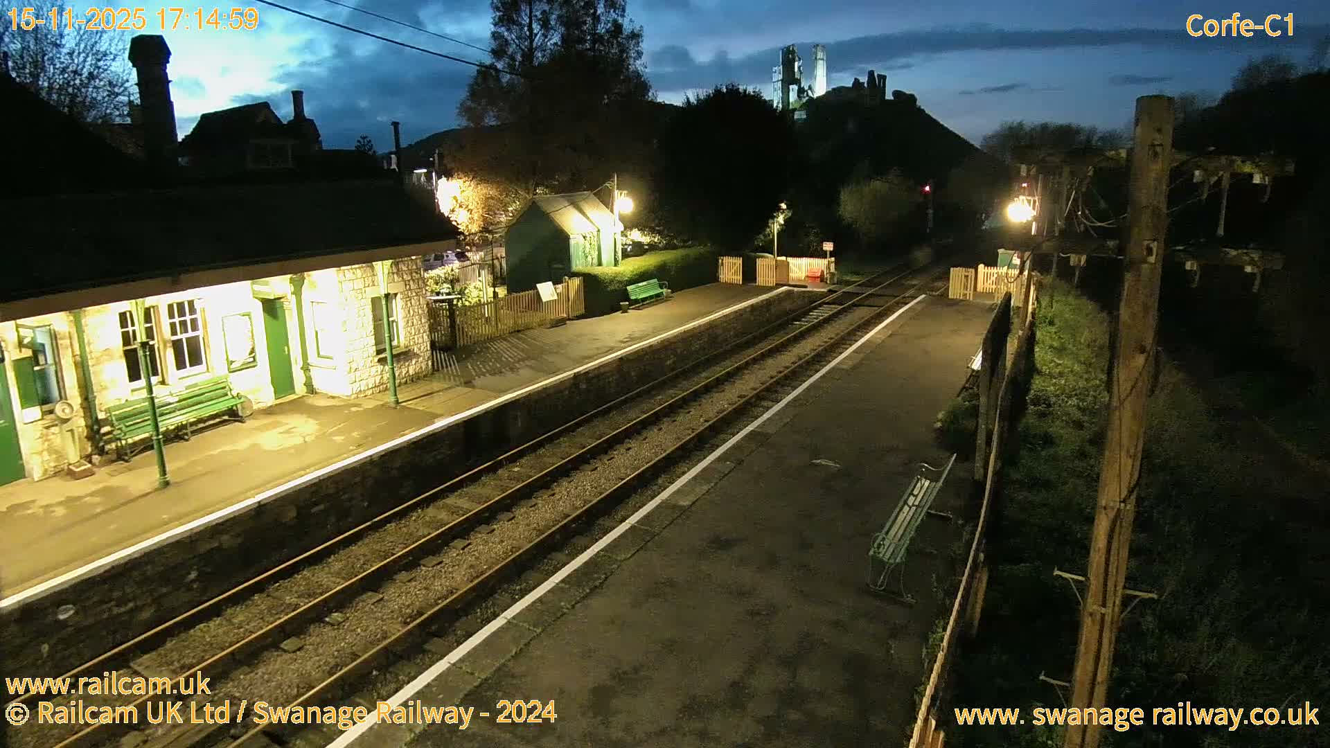 Corfe Castle View & Corfe Railway Station Live Cam - Purbeck, Dorset, South West, England, United Kingdom