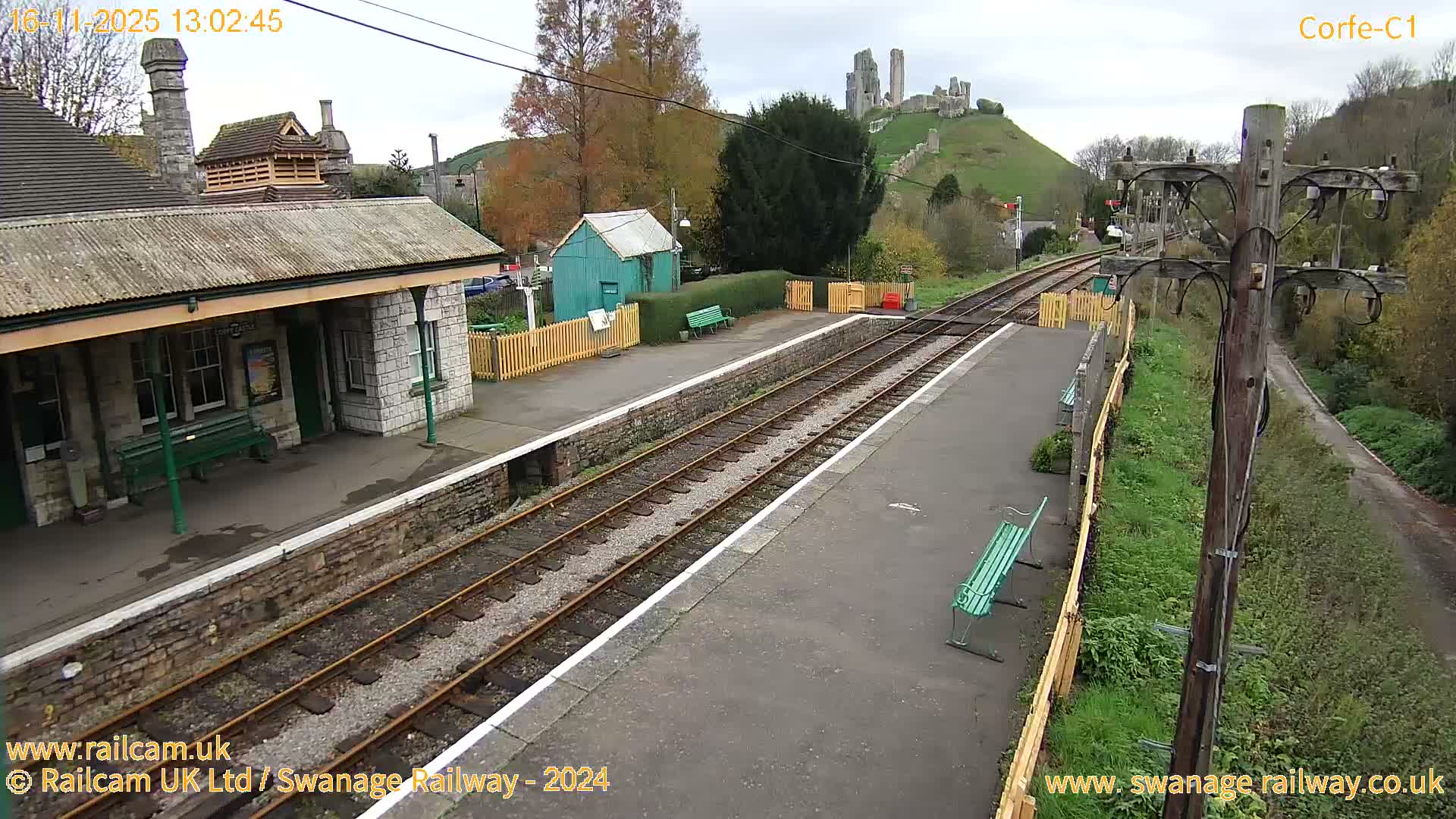Corfe Castle View & Corfe Railway Station Live Cam - Purbeck, Dorset, South West, England, United Kingdom