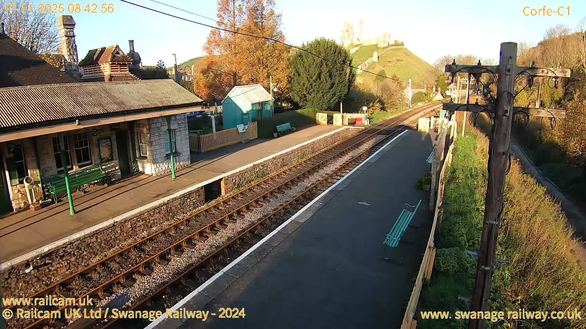 Corfe Castle View & Corfe Railway Station Live Cam - Purbeck, Dorset, South West, England, United Kingdom