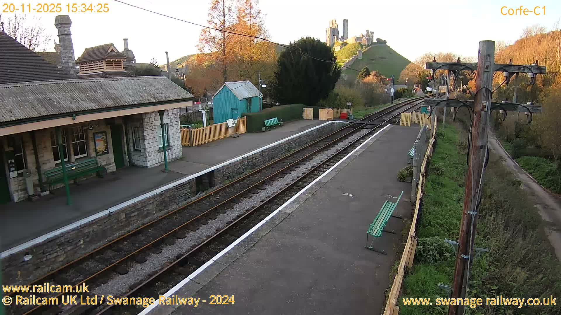 Corfe Castle View & Corfe Railway Station Live Cam - Purbeck, Dorset, South West, England, United Kingdom