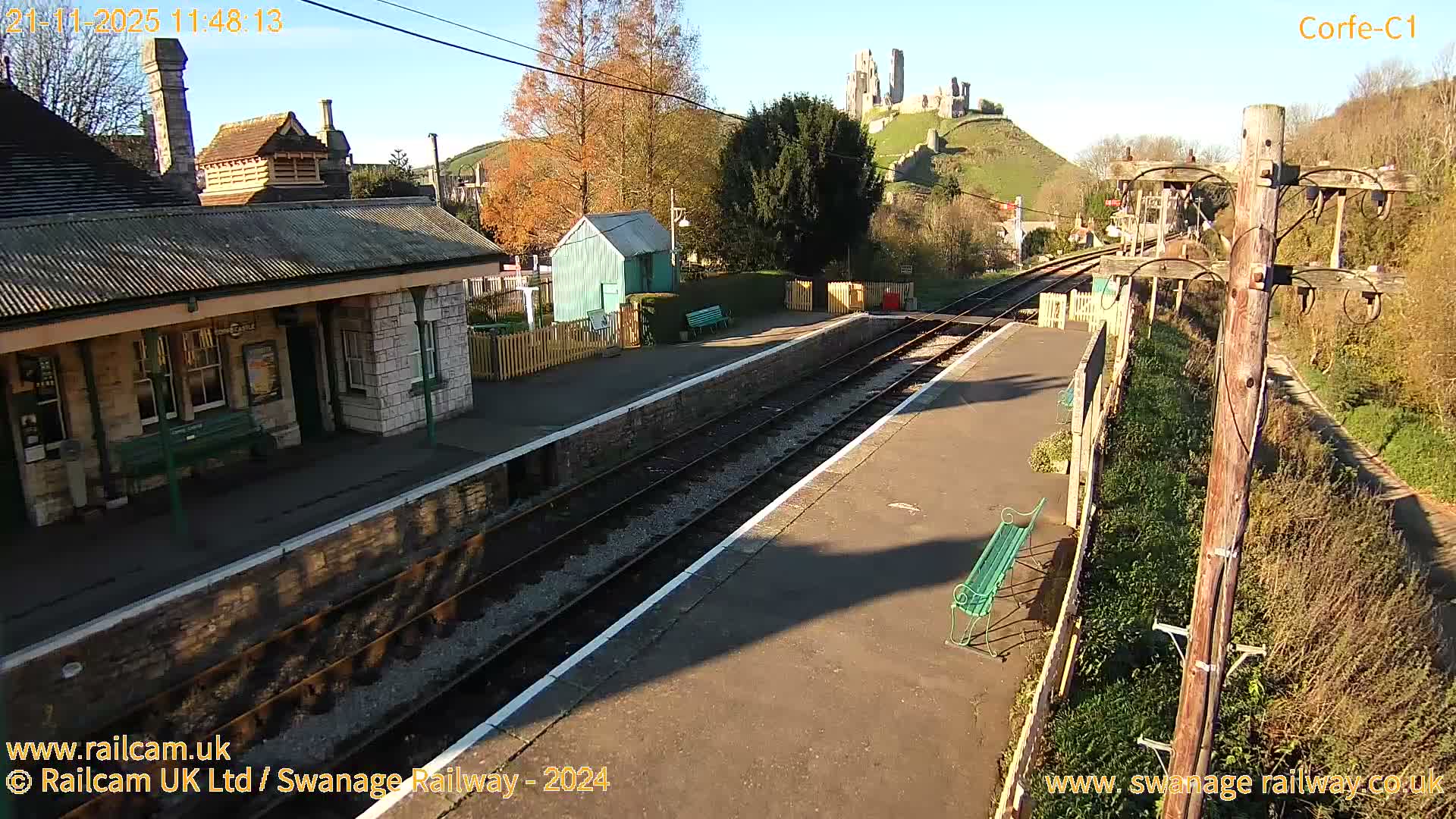 Corfe Castle View & Corfe Railway Station Live Cam - Purbeck, Dorset, South West, England, United Kingdom