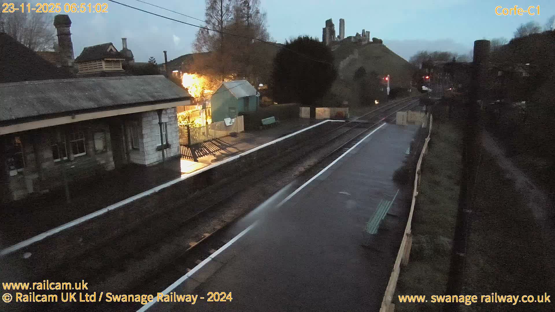 Corfe Castle View & Corfe Railway Station Live Cam - Purbeck, Dorset, South West, England, United Kingdom
