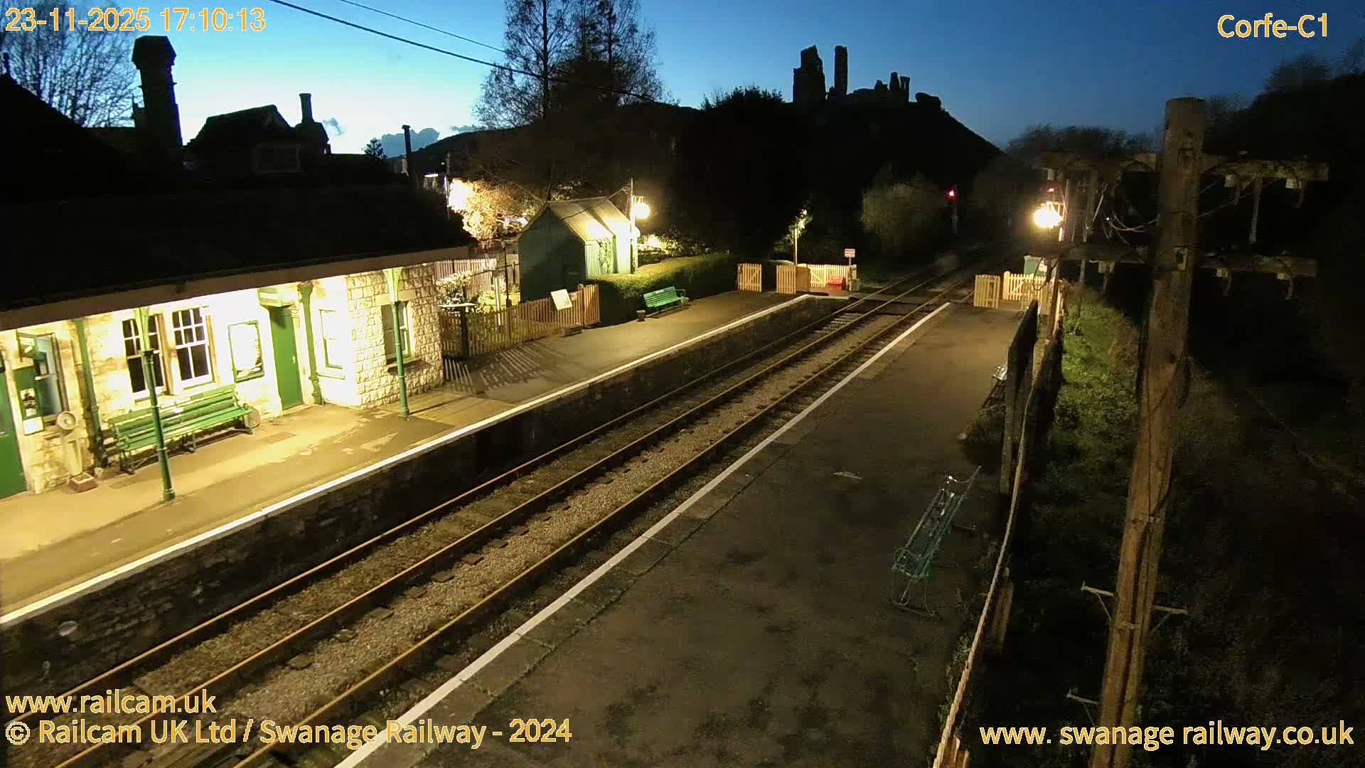 Corfe Castle View & Corfe Railway Station Live Cam - Purbeck, Dorset, South West, England, United Kingdom