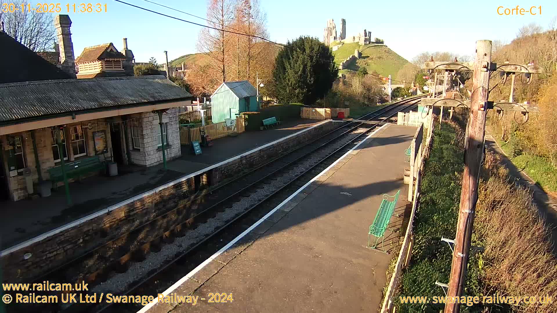 Corfe Castle View & Corfe Railway Station Live Cam - Purbeck, Dorset, South West, England, United Kingdom
