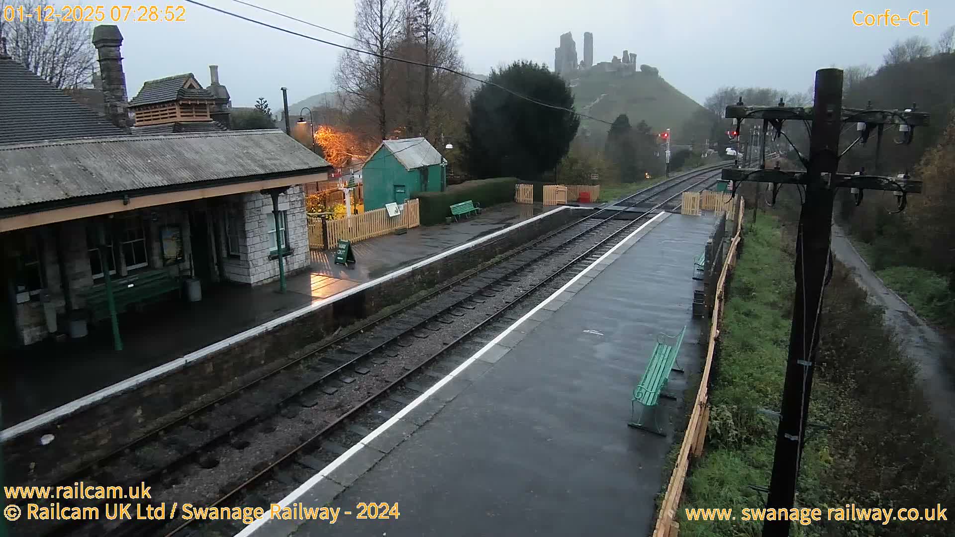 Corfe Castle View & Corfe Railway Station Live Cam - Purbeck, Dorset, South West, England, United Kingdom