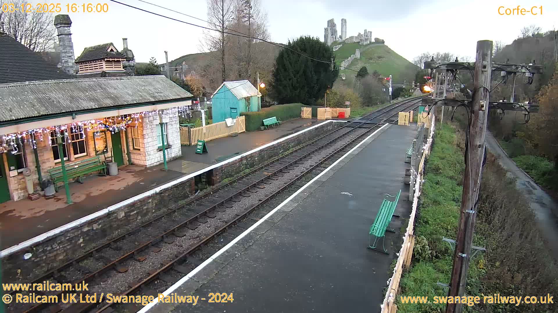 Corfe Castle View & Corfe Railway Station Live Cam - Purbeck, Dorset, South West, England, United Kingdom