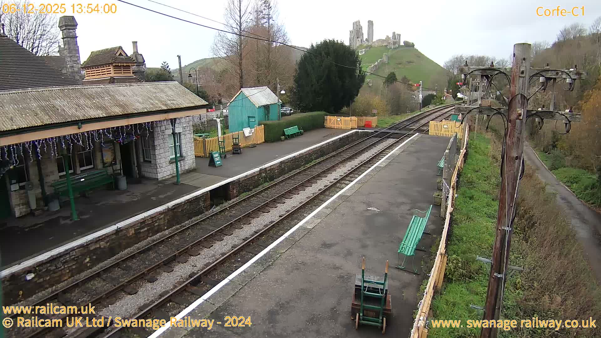 Corfe Castle View & Corfe Railway Station Live Cam - Purbeck, Dorset, South West, England, United Kingdom