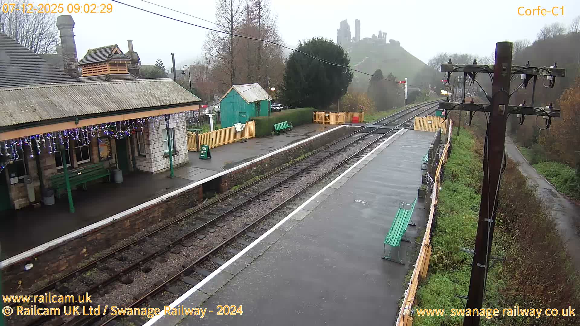 Corfe Castle View & Corfe Railway Station Live Cam - Purbeck, Dorset, South West, England, United Kingdom