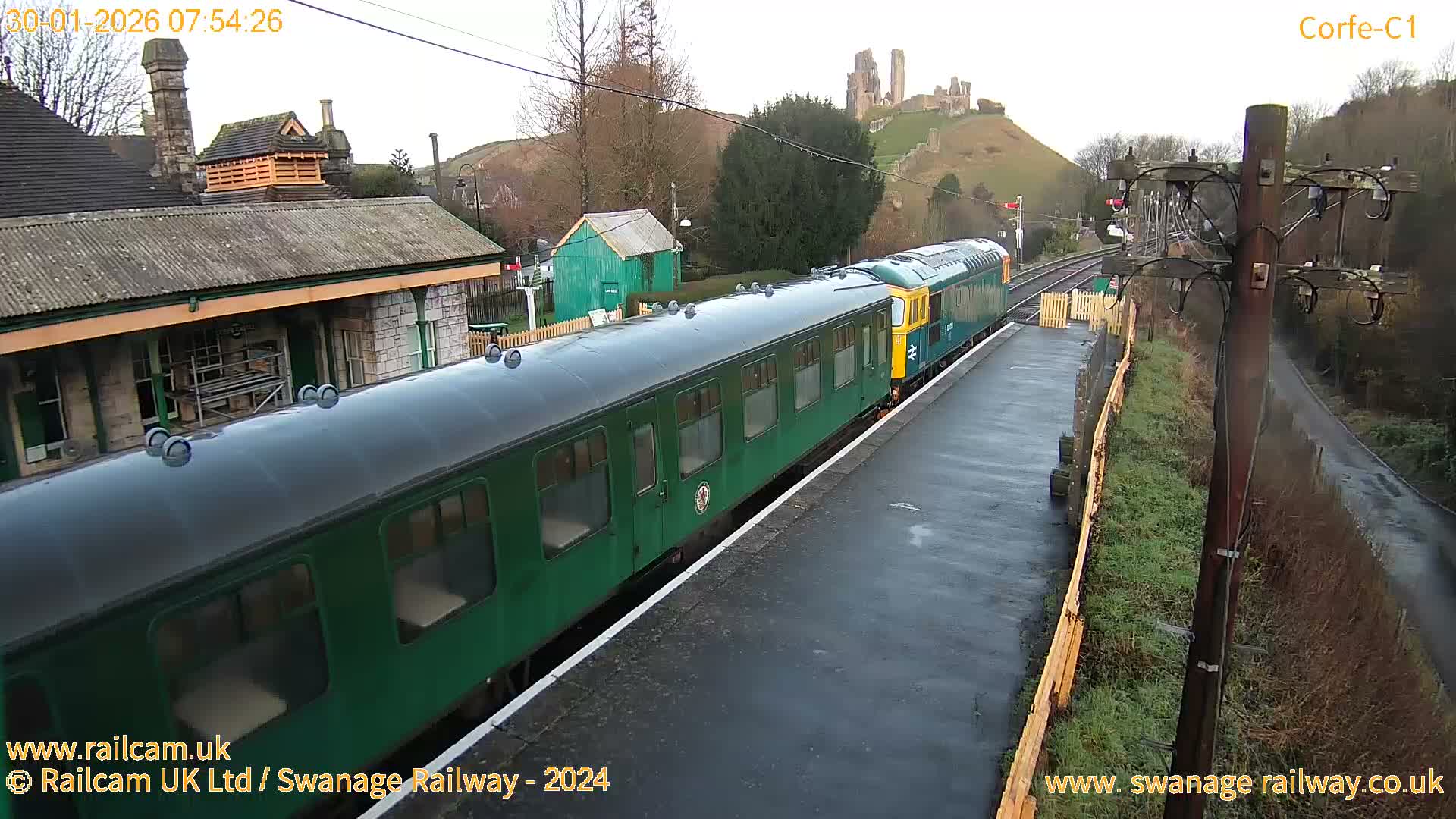 Corfe Castle View & Corfe Railway Station Live Cam - Purbeck, Dorset, South West, England, United Kingdom