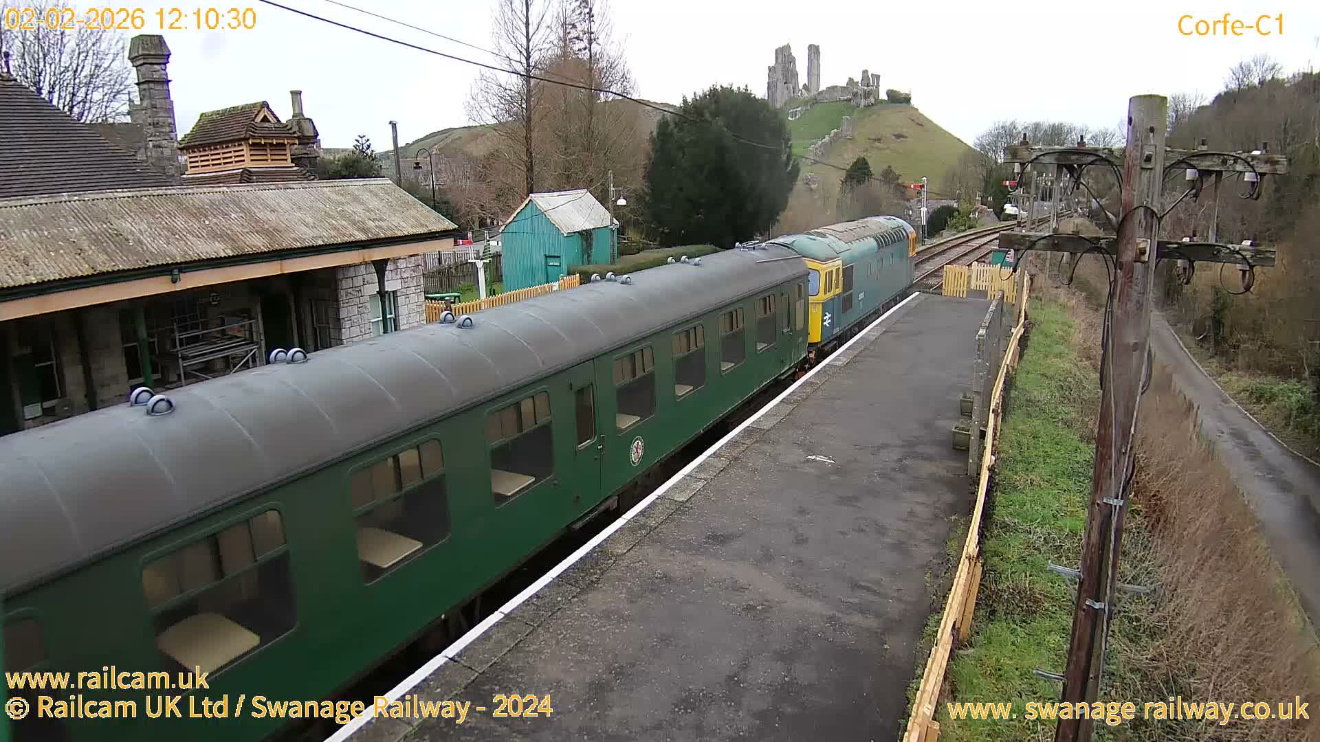 Corfe Castle View & Corfe Railway Station Live Cam - Purbeck, Dorset, South West, England, United Kingdom