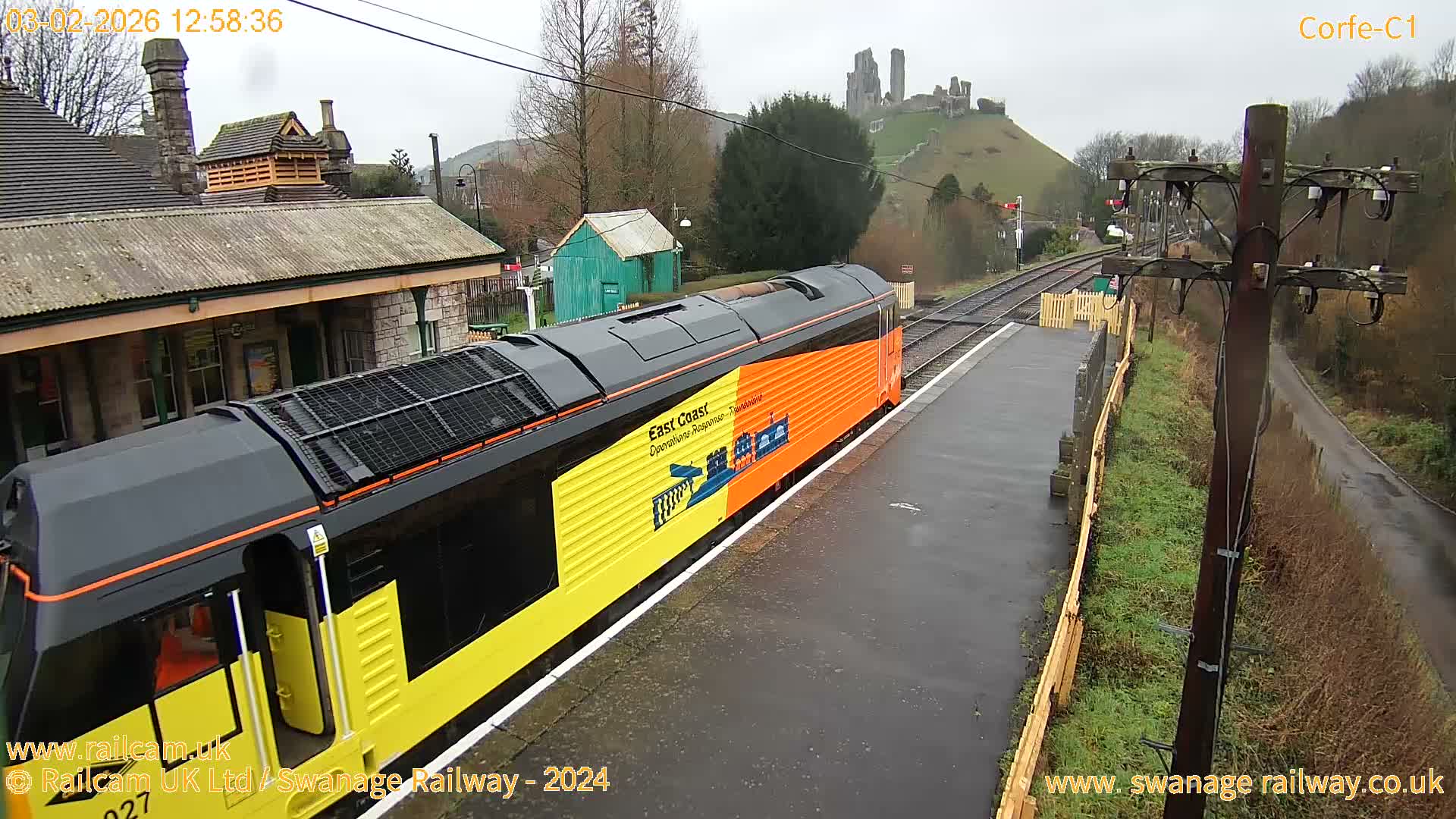 Corfe Castle View & Corfe Railway Station Live Cam - Purbeck, Dorset, South West, England, United Kingdom