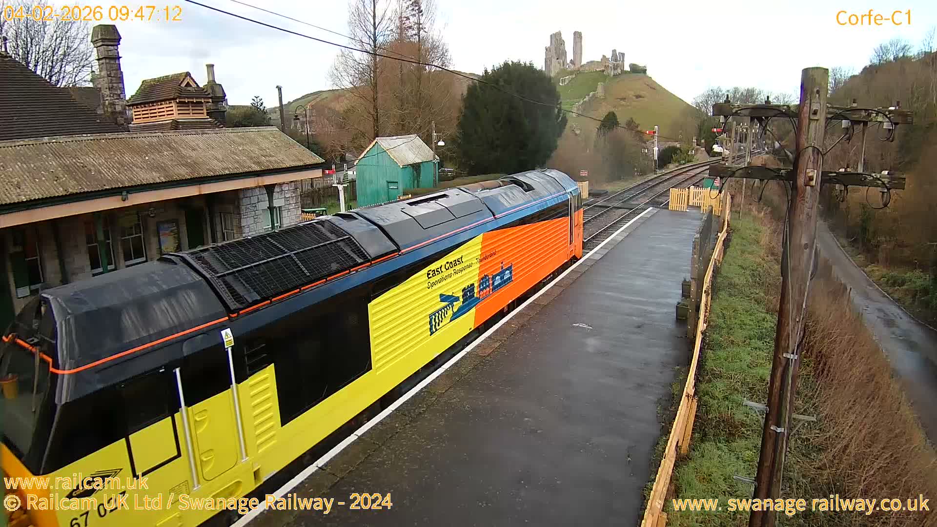 Corfe Castle View & Corfe Railway Station Live Cam - Purbeck, Dorset, South West, England, United Kingdom