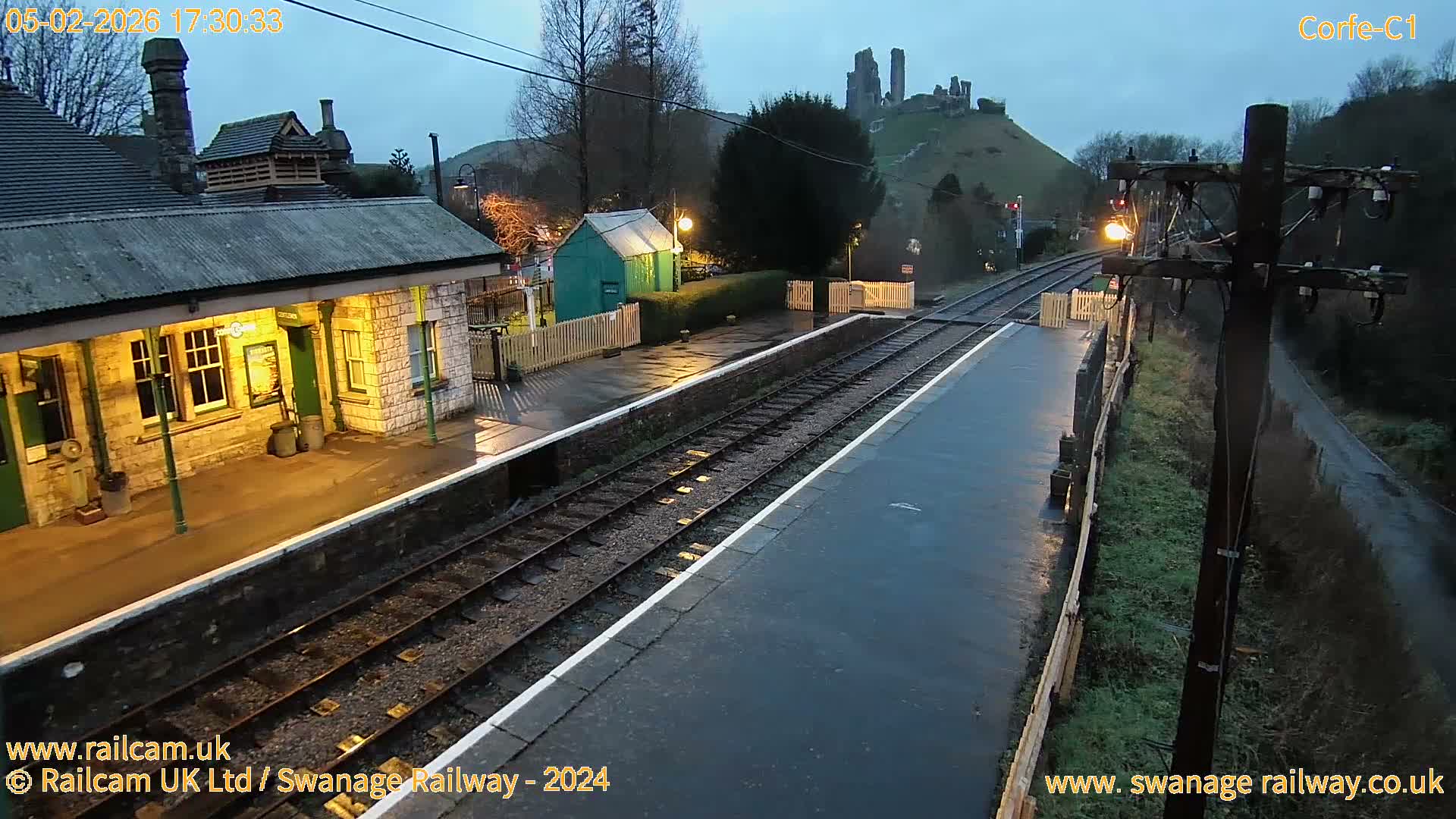 Corfe Castle View & Corfe Railway Station Live Cam - Purbeck, Dorset, South West, England, United Kingdom