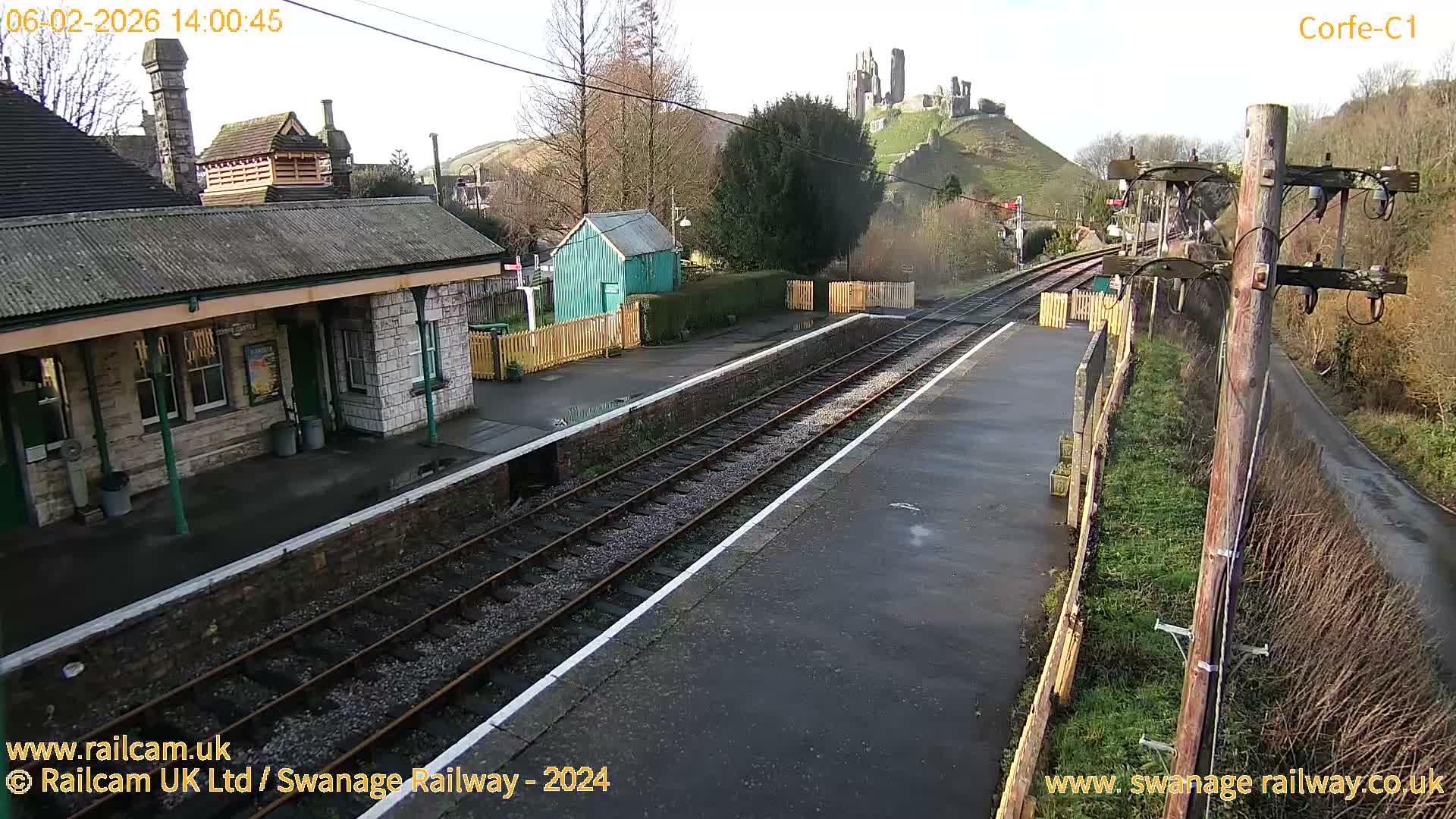 Corfe Castle View & Corfe Railway Station Live Cam - Purbeck, Dorset, South West, England, United Kingdom