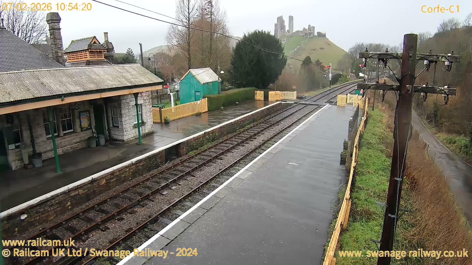 Corfe Castle View & Corfe Railway Station Live Cam - Purbeck, Dorset, South West, England, United Kingdom