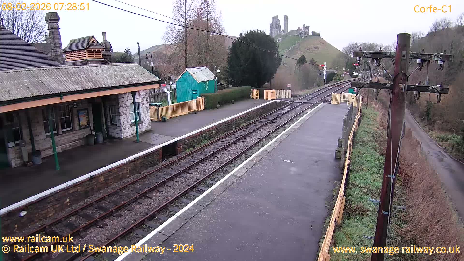 Corfe Castle View & Corfe Railway Station Live Cam - Purbeck, Dorset, South West, England, United Kingdom