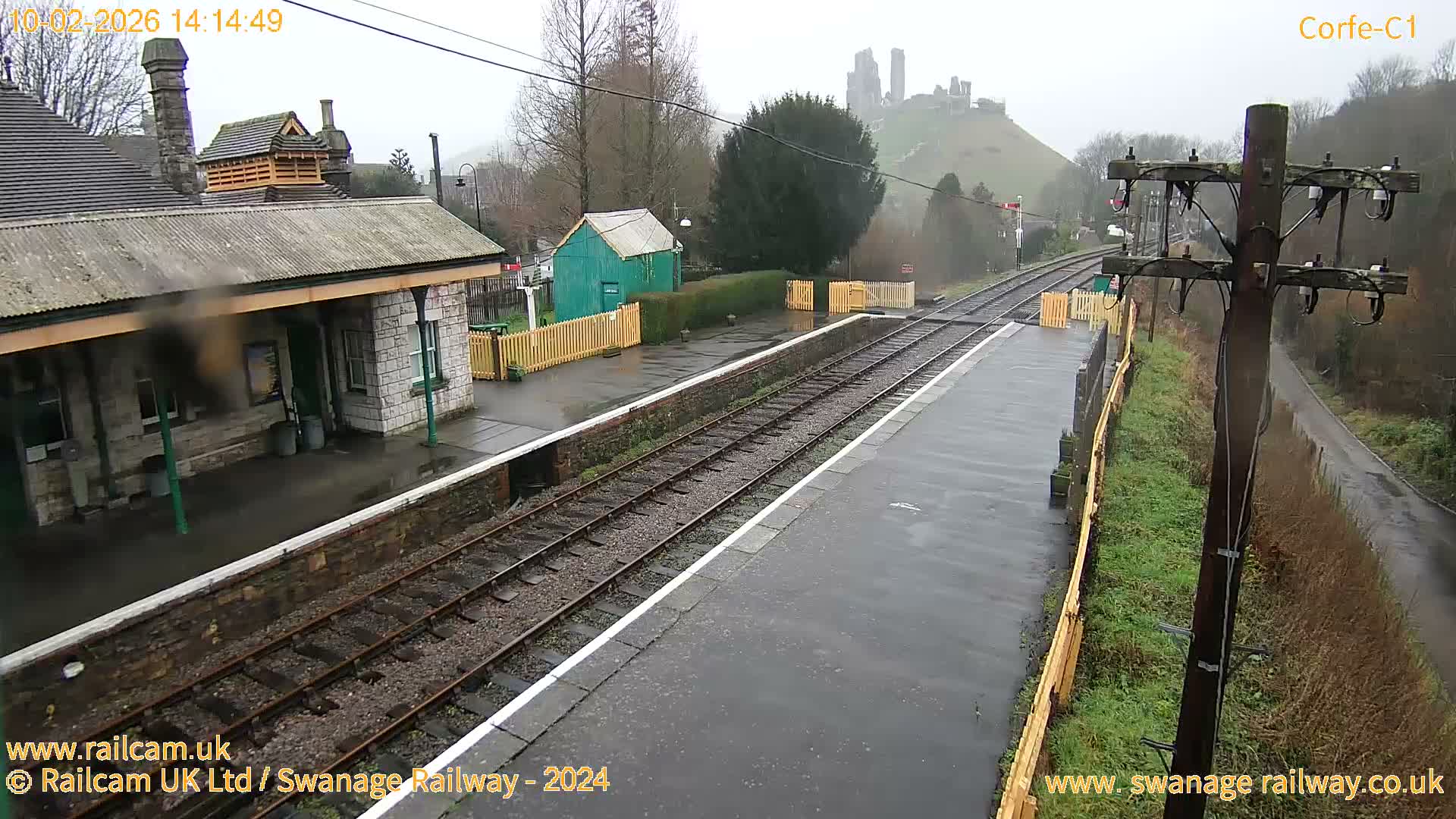 Corfe Castle View & Corfe Railway Station Live Cam - Purbeck, Dorset, South West, England, United Kingdom