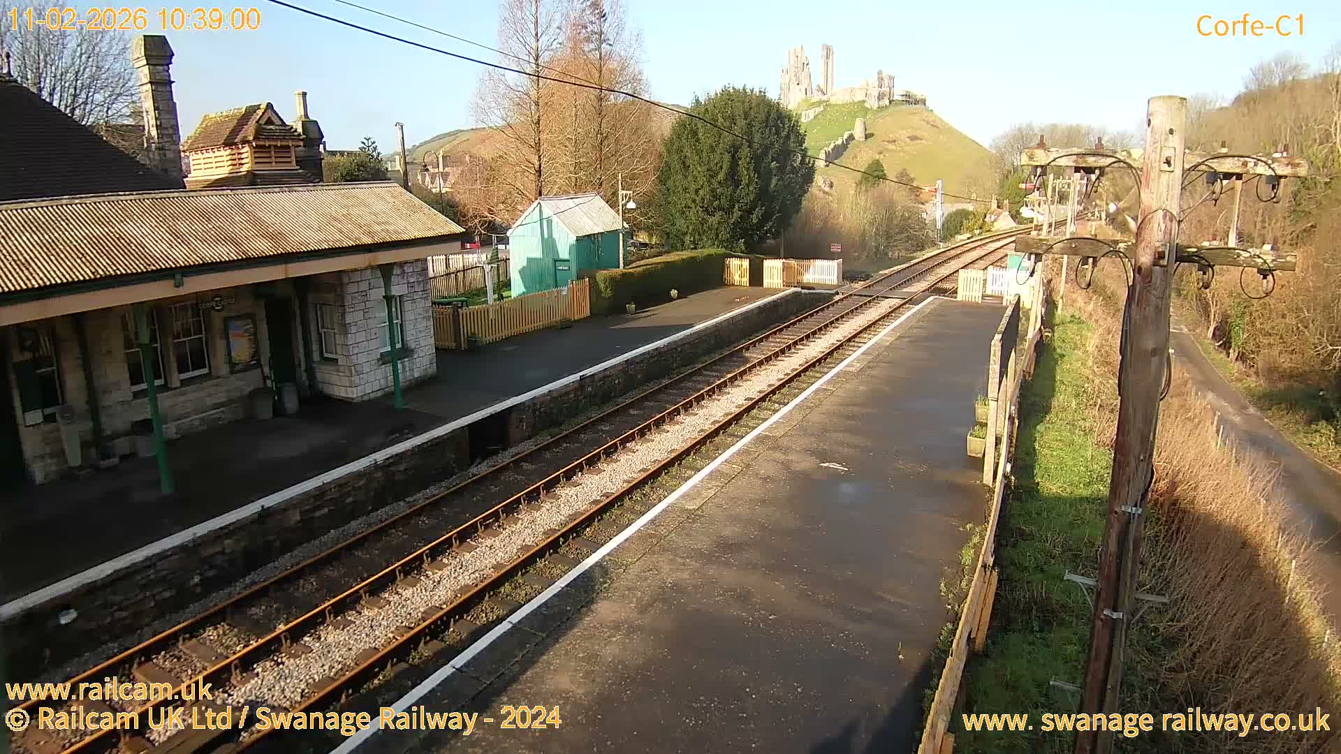 Corfe Castle View & Corfe Railway Station Live Cam - Purbeck, Dorset, South West, England, United Kingdom