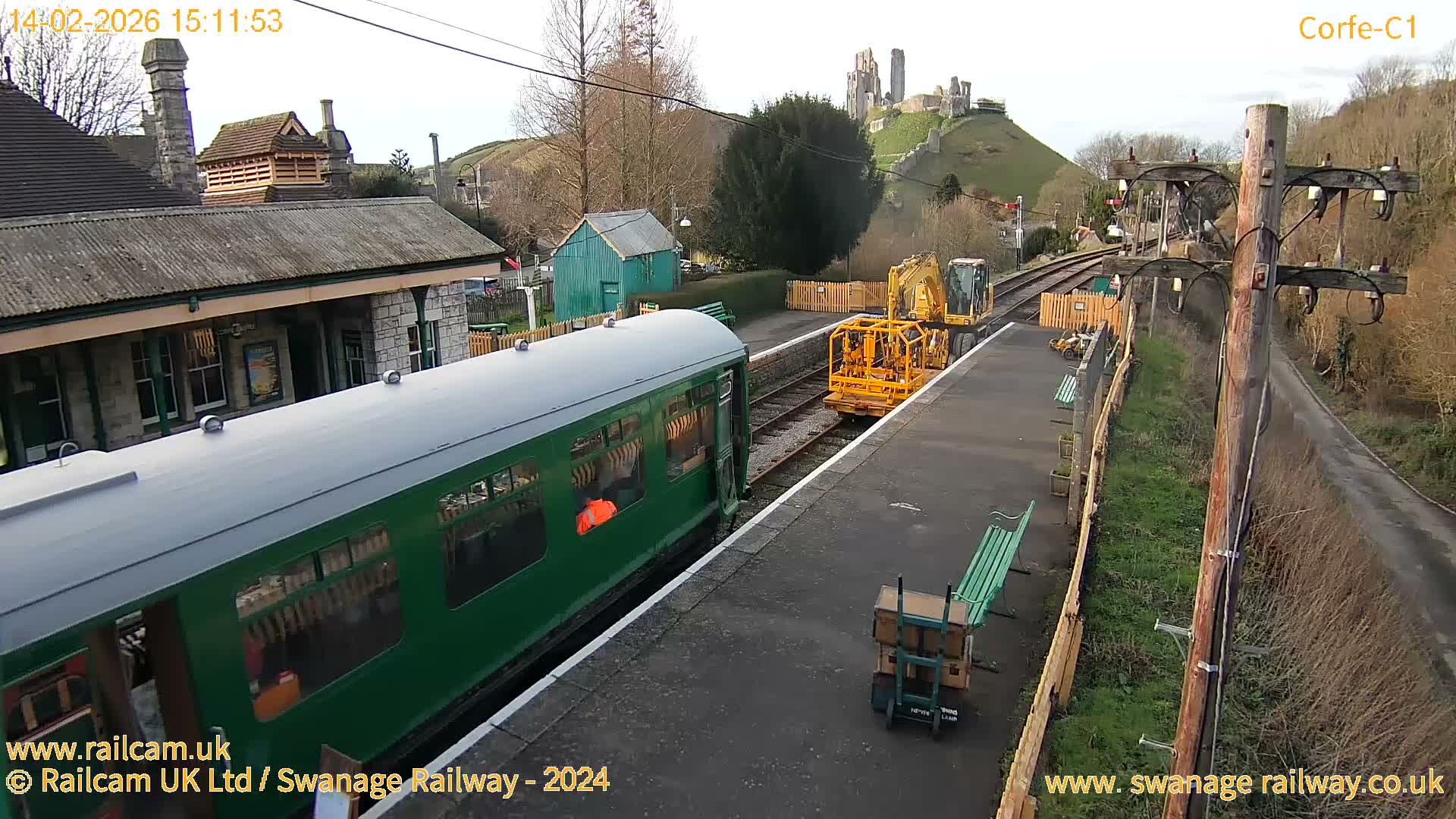 Corfe Castle View & Corfe Railway Station Live Cam - Purbeck, Dorset, South West, England, United Kingdom
