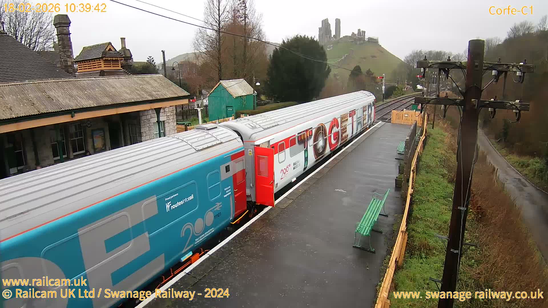 Corfe Castle View & Corfe Railway Station Live Cam - Purbeck, Dorset, South West, England, United Kingdom
